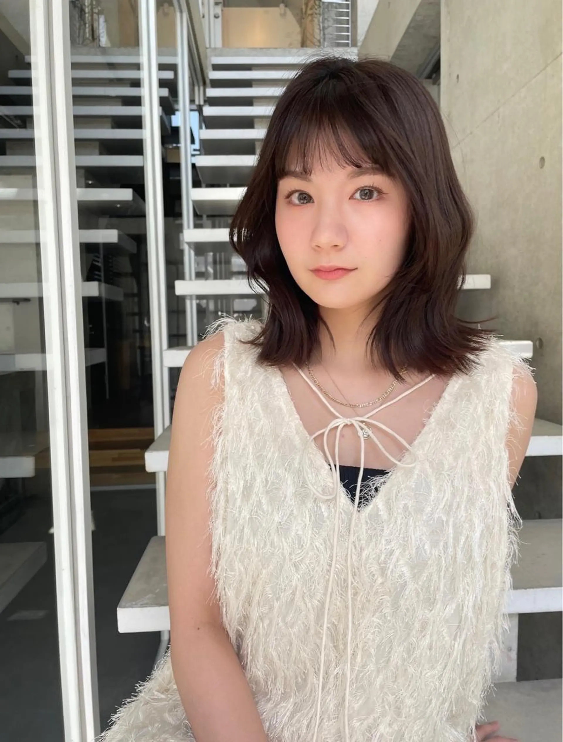 ミディアム カラー くびれヘア レイヤーカット カット ヘアカラー トリートメント レイヤーカット🎀 kanaのヘアスタイル