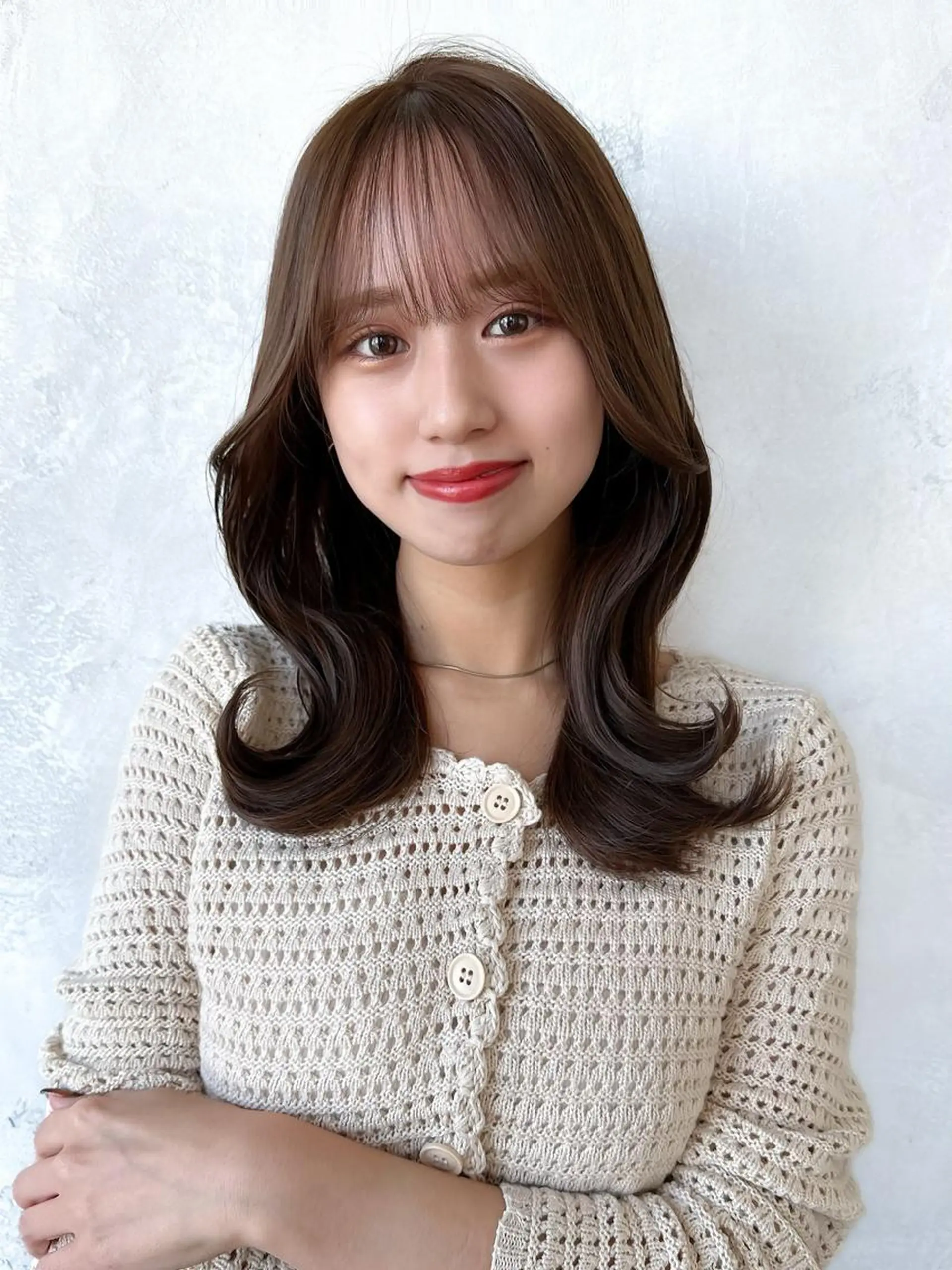 セミロング カラー ベージュカラー ブラウンカラー ブラウンベージュ くびれヘア 顔まわりレイヤー カット ヘアカラー トリートメント 顔周り/くびれヘア 韓国ヘア💕風間るなのヘアスタイル