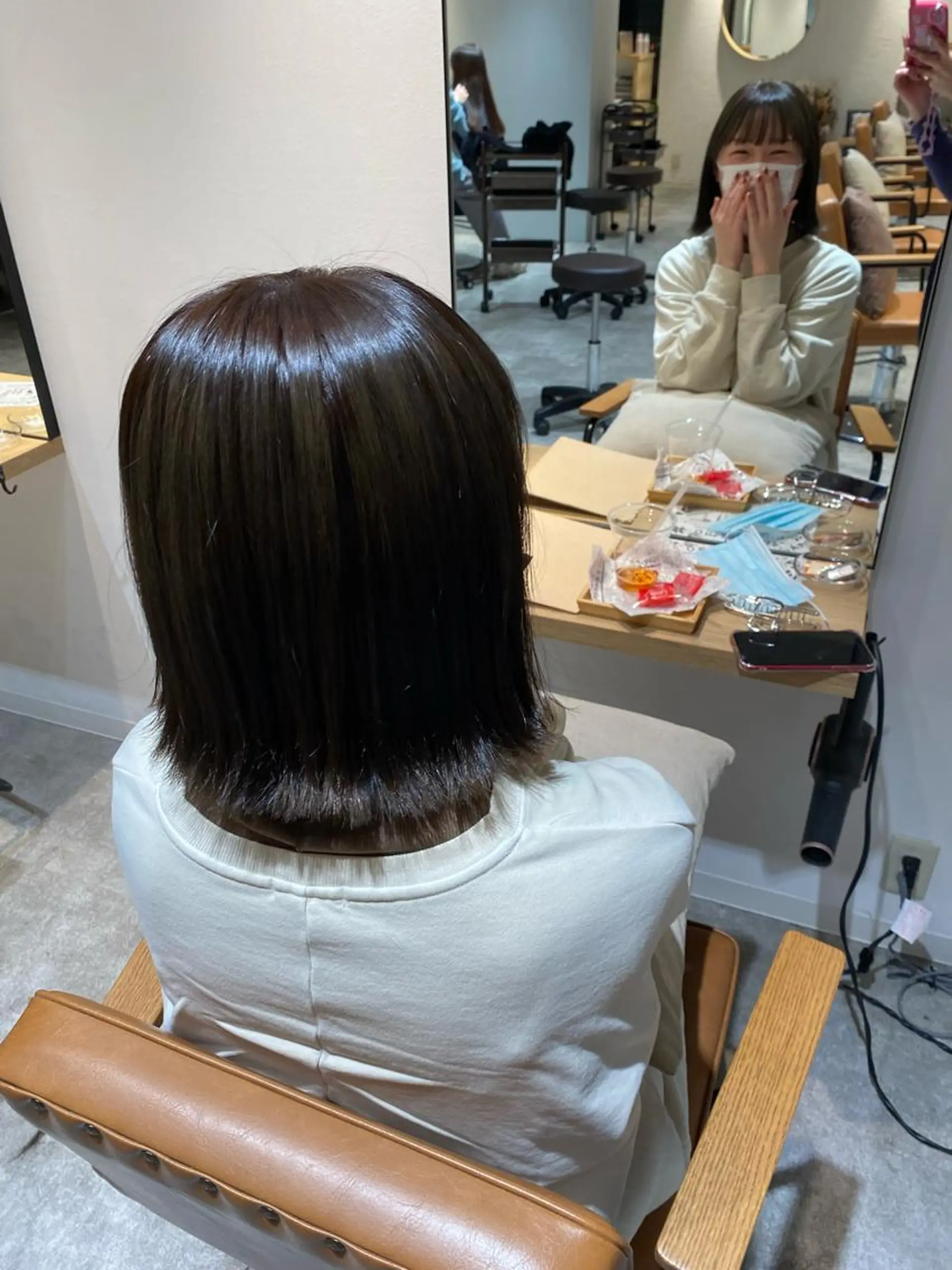 ミディアム カラー カット ヘアカラー トリートメント オスズ 🎀´-のヘアスタイル