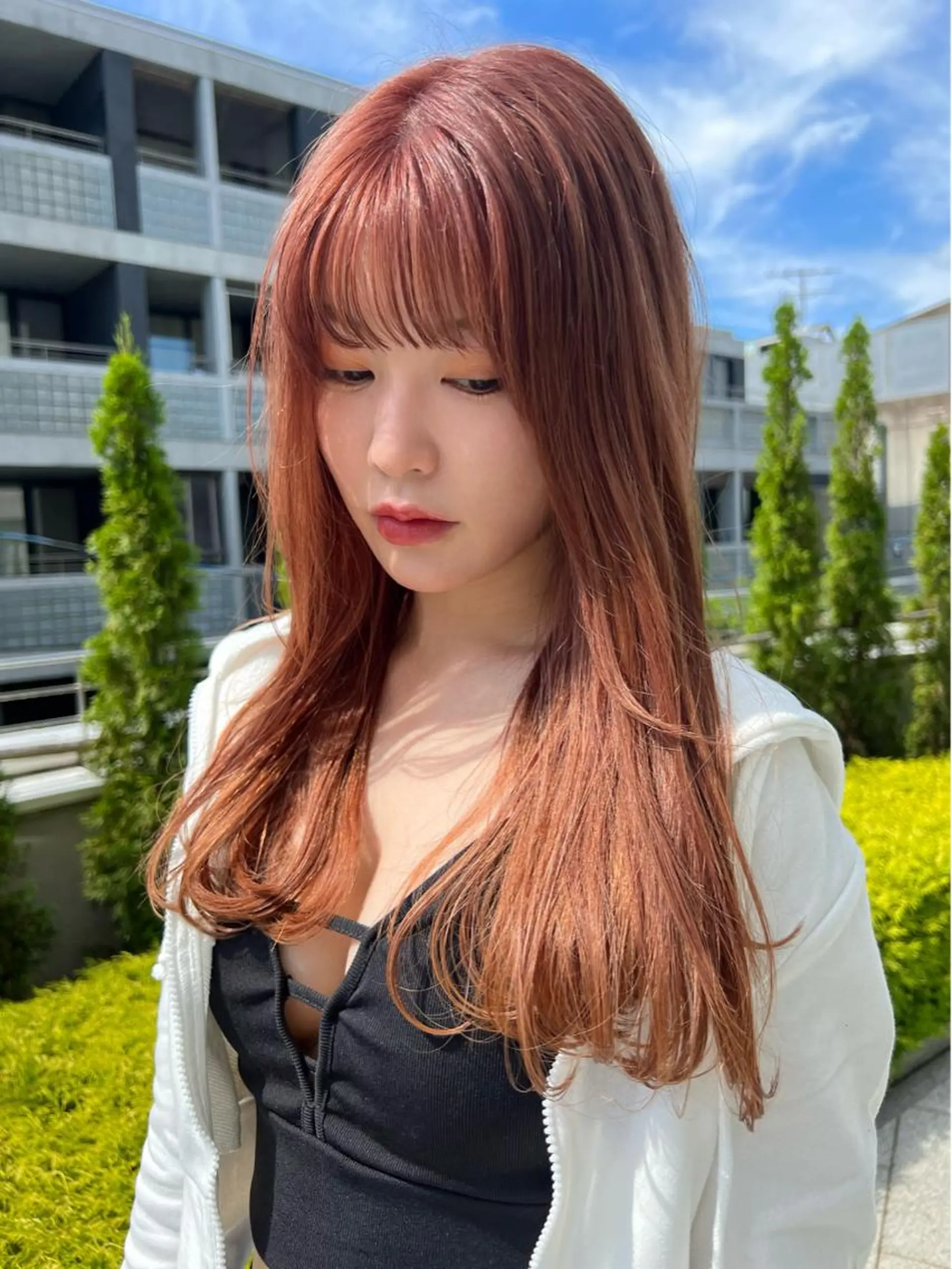 カラー グレージュ オレンジ ヘアカラー トリートメント ヘッドスパ ヘアセット SHEA.学芸大学所属・一箭 恵梧/ロングヘアのヘアスタイル