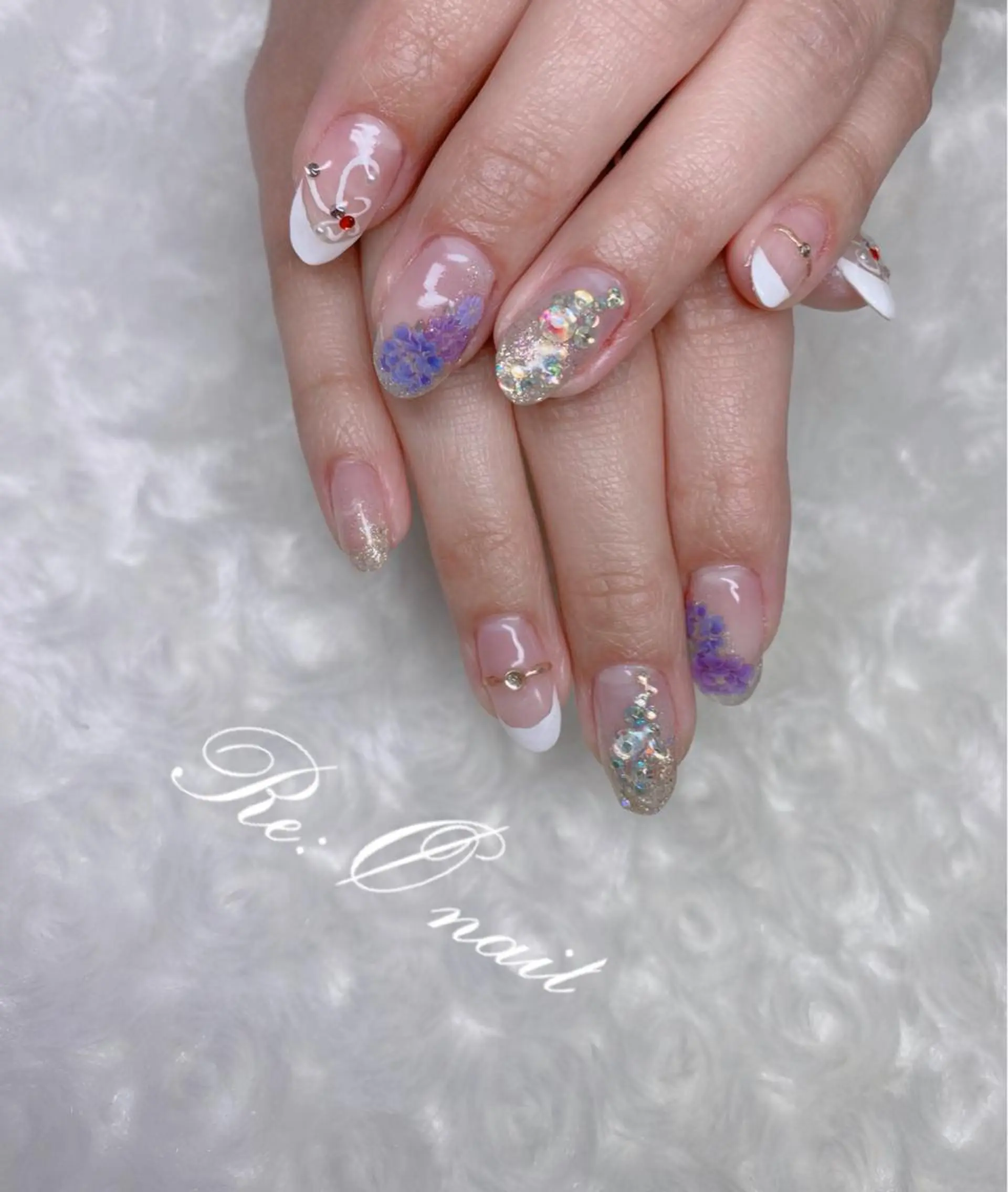 ネイル 成人式 ハンドネイル Re:Ø nail 🩵TSUJIのネイルデザイン