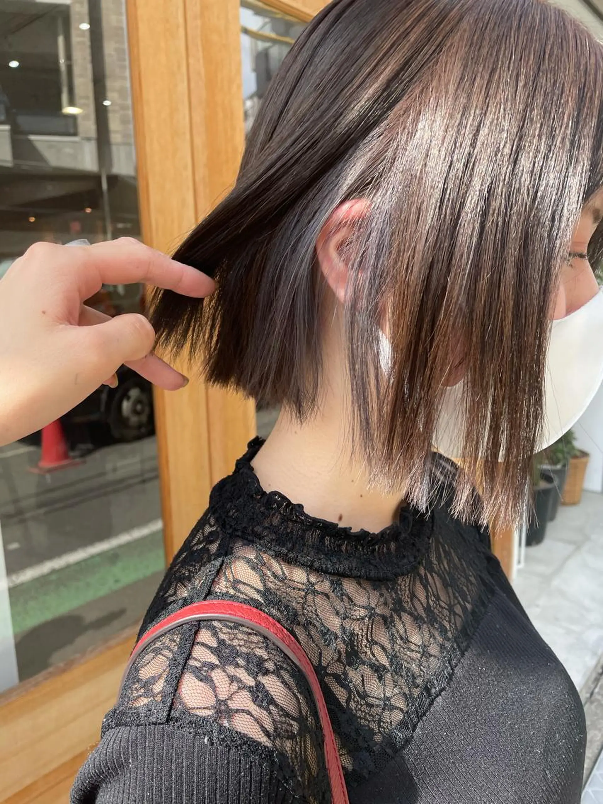 ミディアム カラー アッシュ イヤリングカラー ラベンダーカラー ラベンダーアッシュ ボブ カット ヘアカラー 中目黒🌼 🌼ハナのヘアスタイル