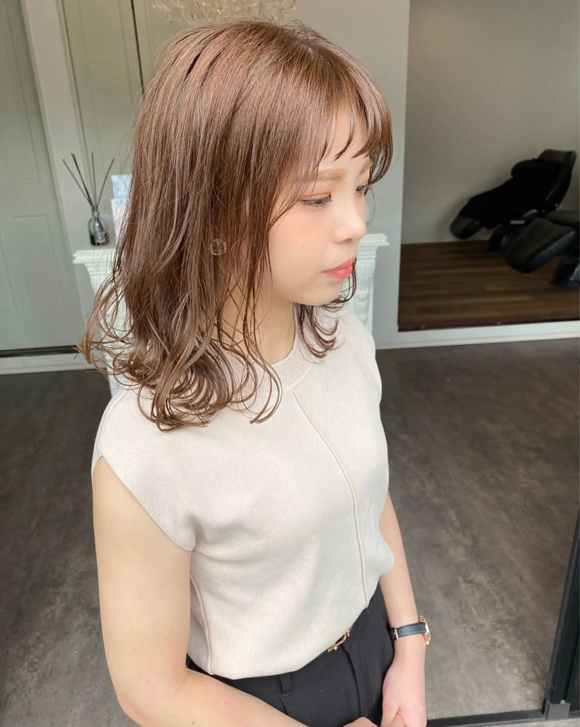 セミロング カラー カット ヘアカラー トリートメント 成松 勇治のヘアスタイル