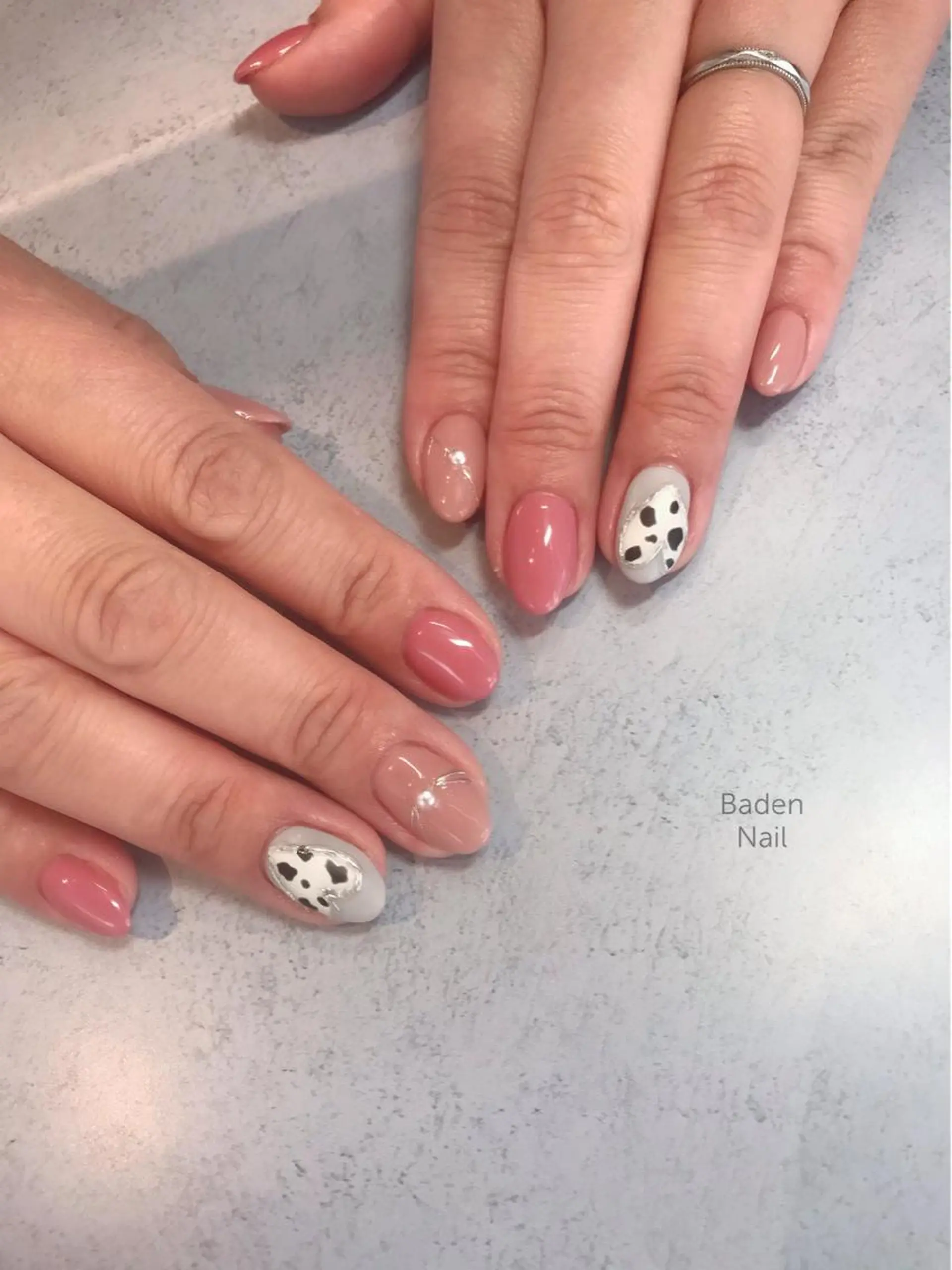 ネイル ハート ミラーネイル ハンドネイル Baden Nail ﾊﾞ-ﾃﾞﾝ ﾈｲﾙのネイルデザイン