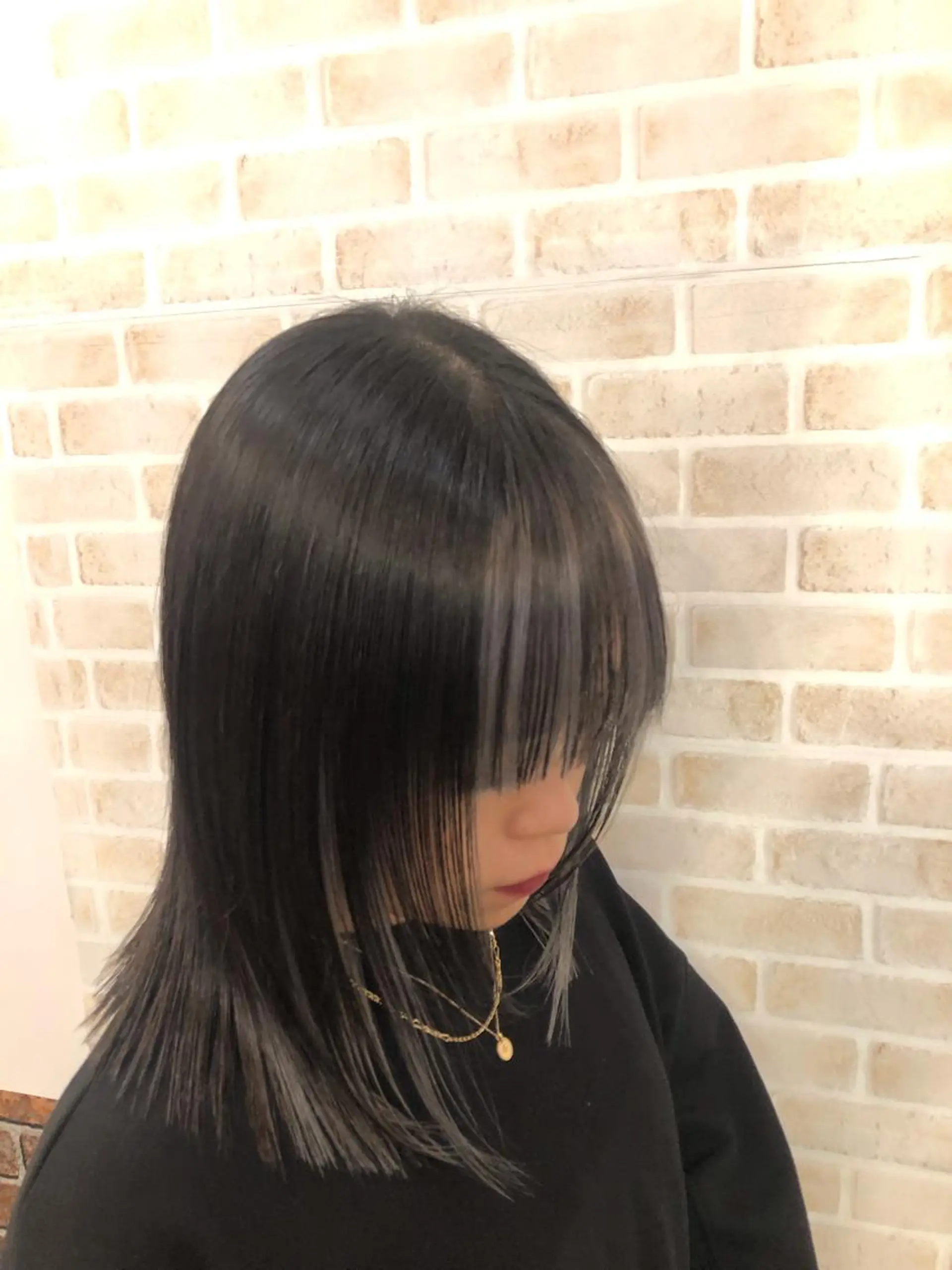 セミロング カラー 切りっぱなしロブ カット ヘアカラー 東中野🥇美容室 FLOW東中野店のヘアスタイル