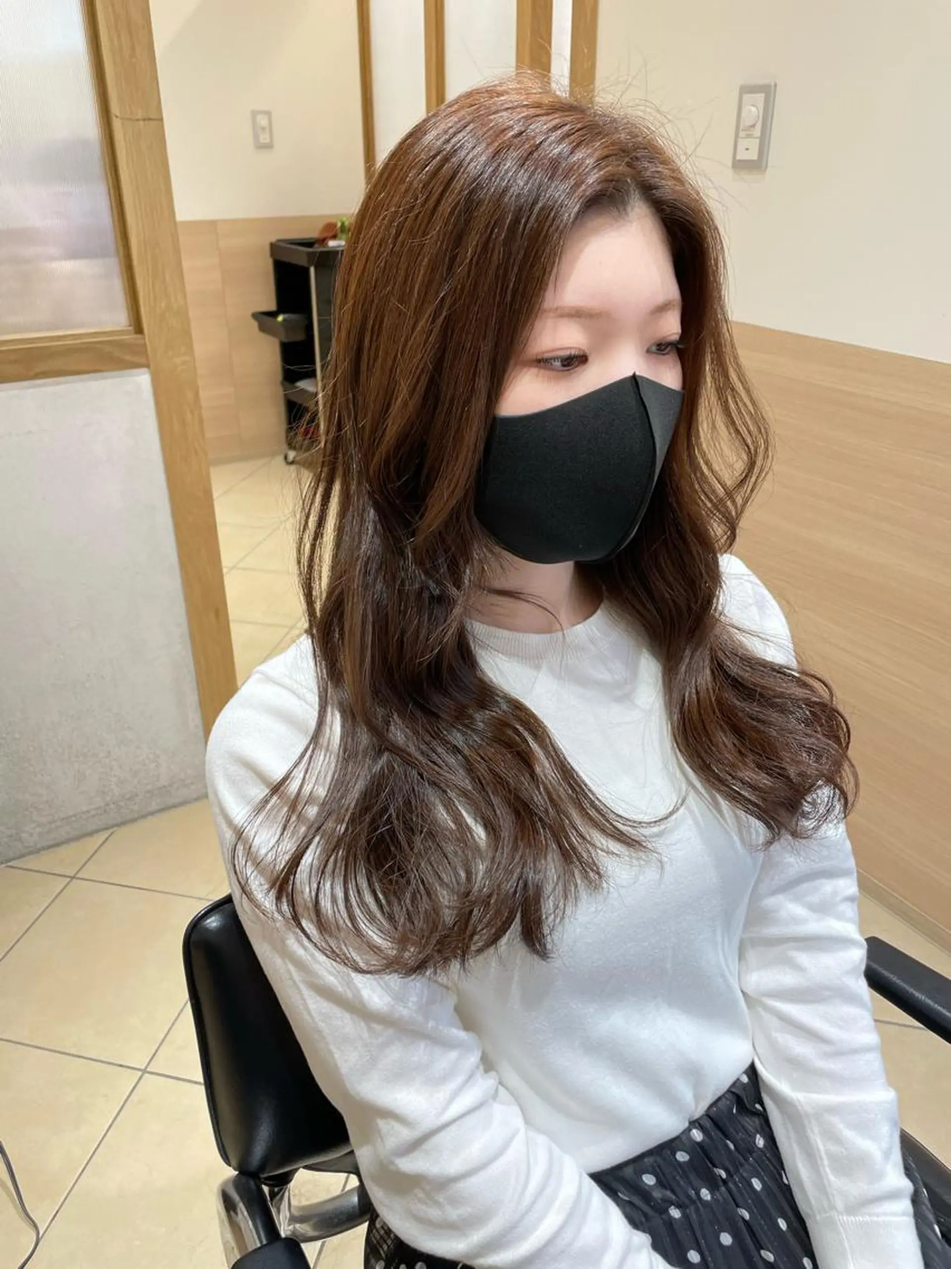 セミロング カラー ブラウンカラー ケアカラー ナチュラルブラウン ピンクカラー ピンクブラウン カット ヘアカラー GO TODAY SHAiRE SALON所属・天野 瑠真のヘアスタイル