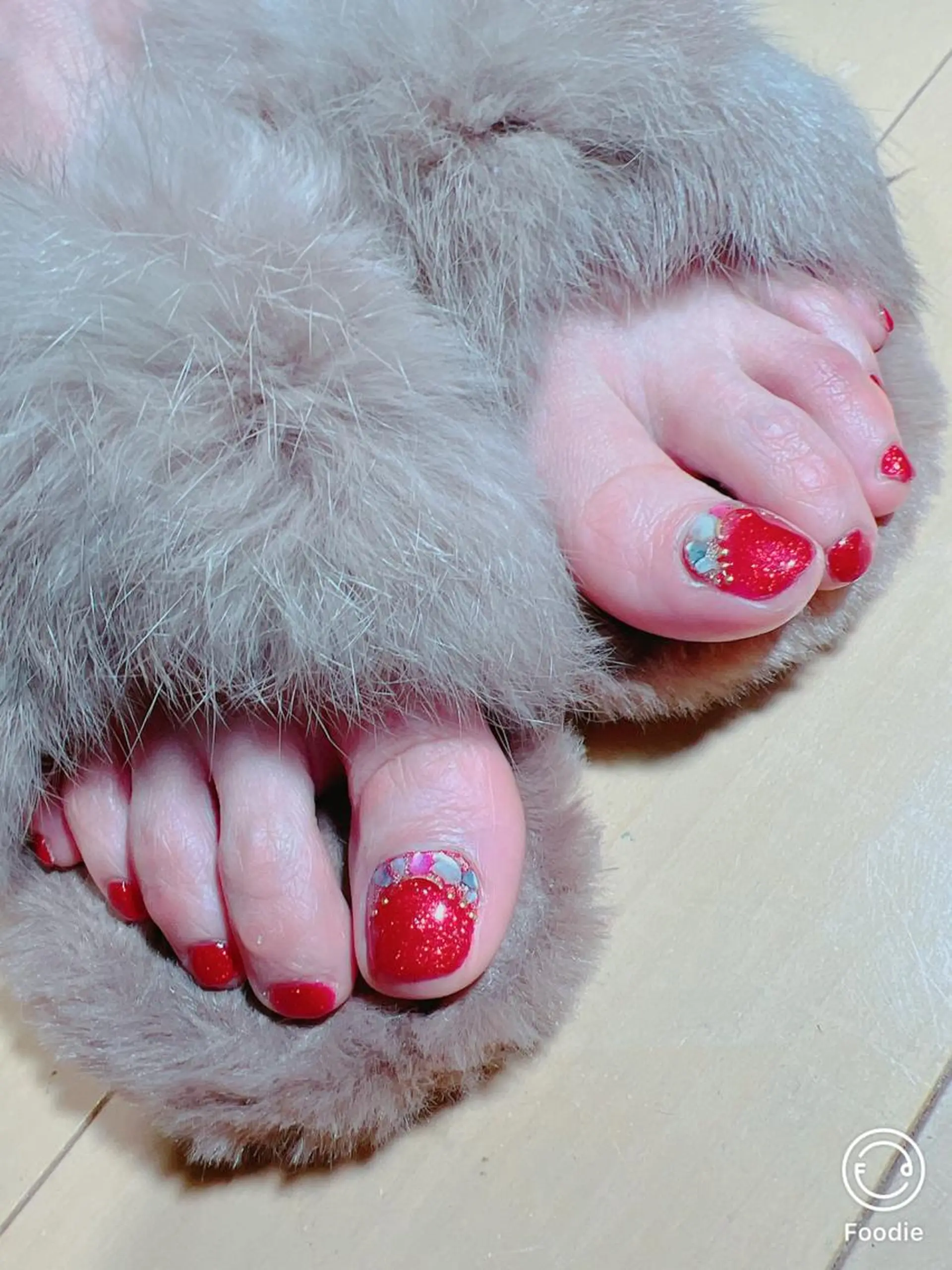 ネイル アートネイル フットネイル 赤色 フットネイル たきぐち みちこのネイルデザイン