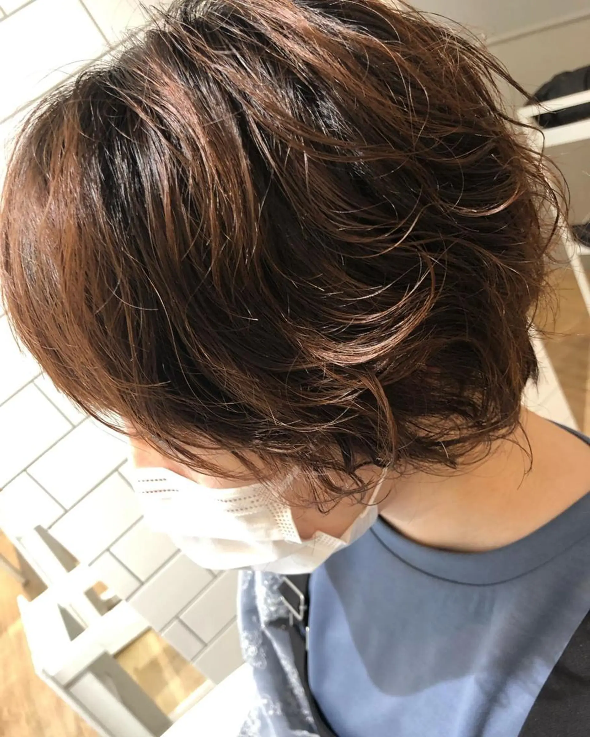 ミディアム カラー ミディアムパーマ -5歳大人ﾊｲﾗｲﾄ ✨津嘉山のヘアスタイル