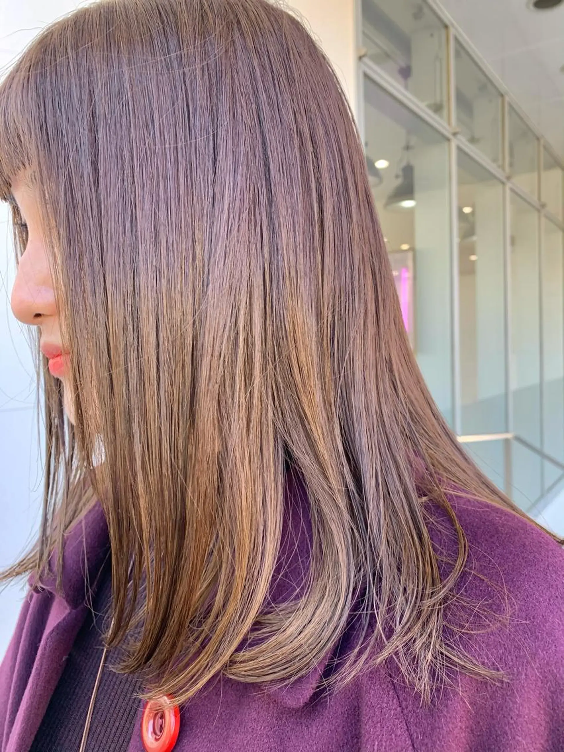 セミロング カラー ヘアアレンジ 透明感カラー イルミナカラー ハッシュカット/ 韓国ヘア☽⋰mahoのヘアスタイル