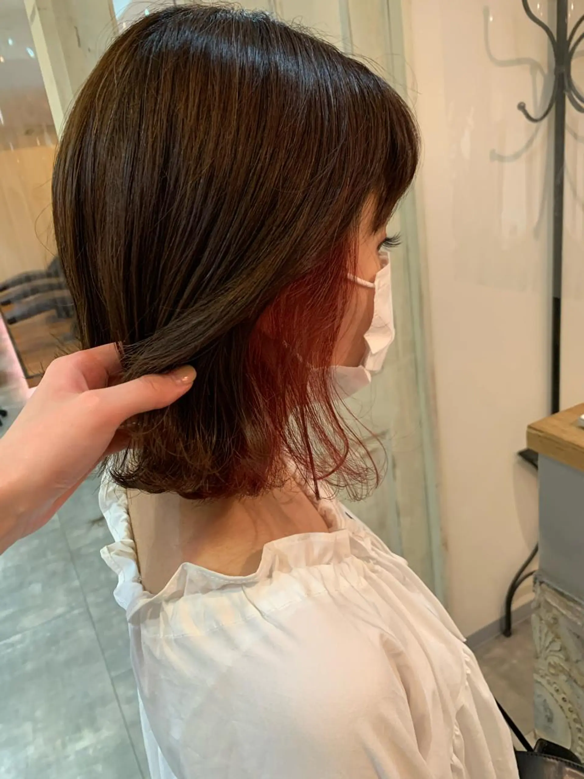 ミディアム カラー ブラウンカラー マロンブラウン ピンクカラー little×PORTO sannomiya所属・Topstylist HARUのヘアスタイル