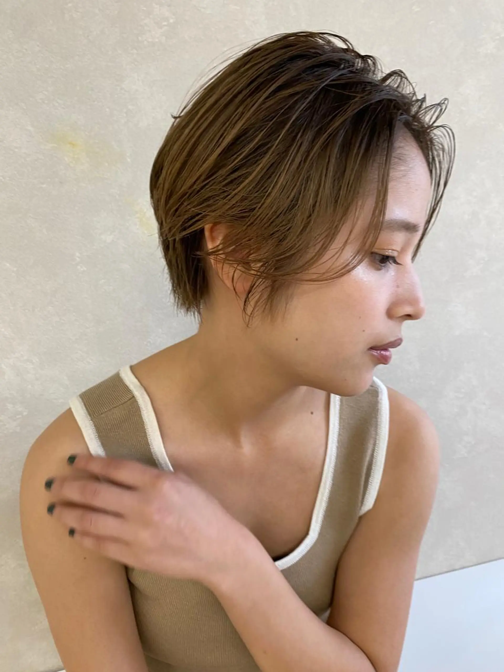 ショート カラー ヘアアレンジ 髪質改善カラー&TR 縮毛矯正/弱酸性矯正のヘアスタイル