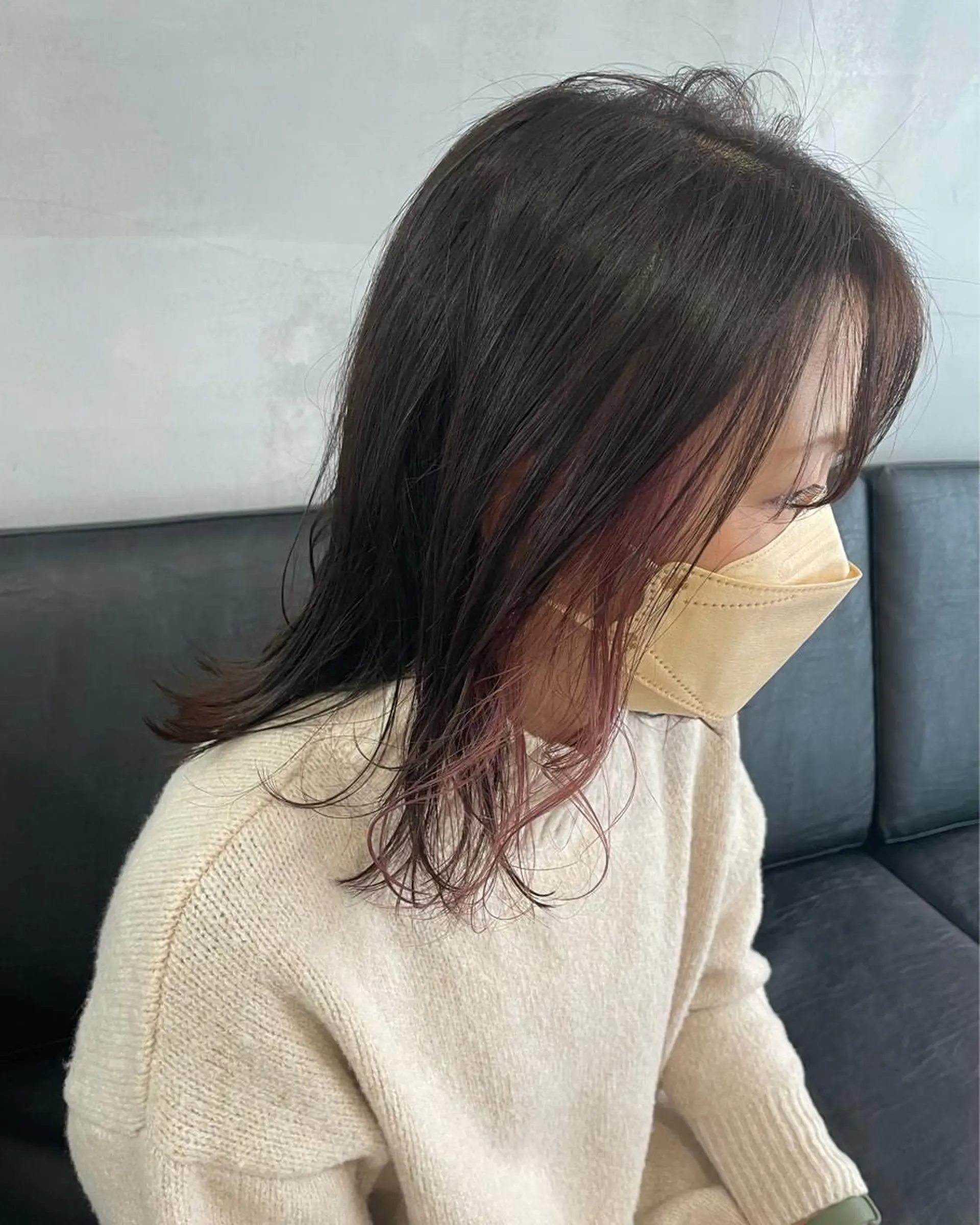 ミディアム 暖色カラー🍊 ボブ🌿顔周りcutのヘアスタイル