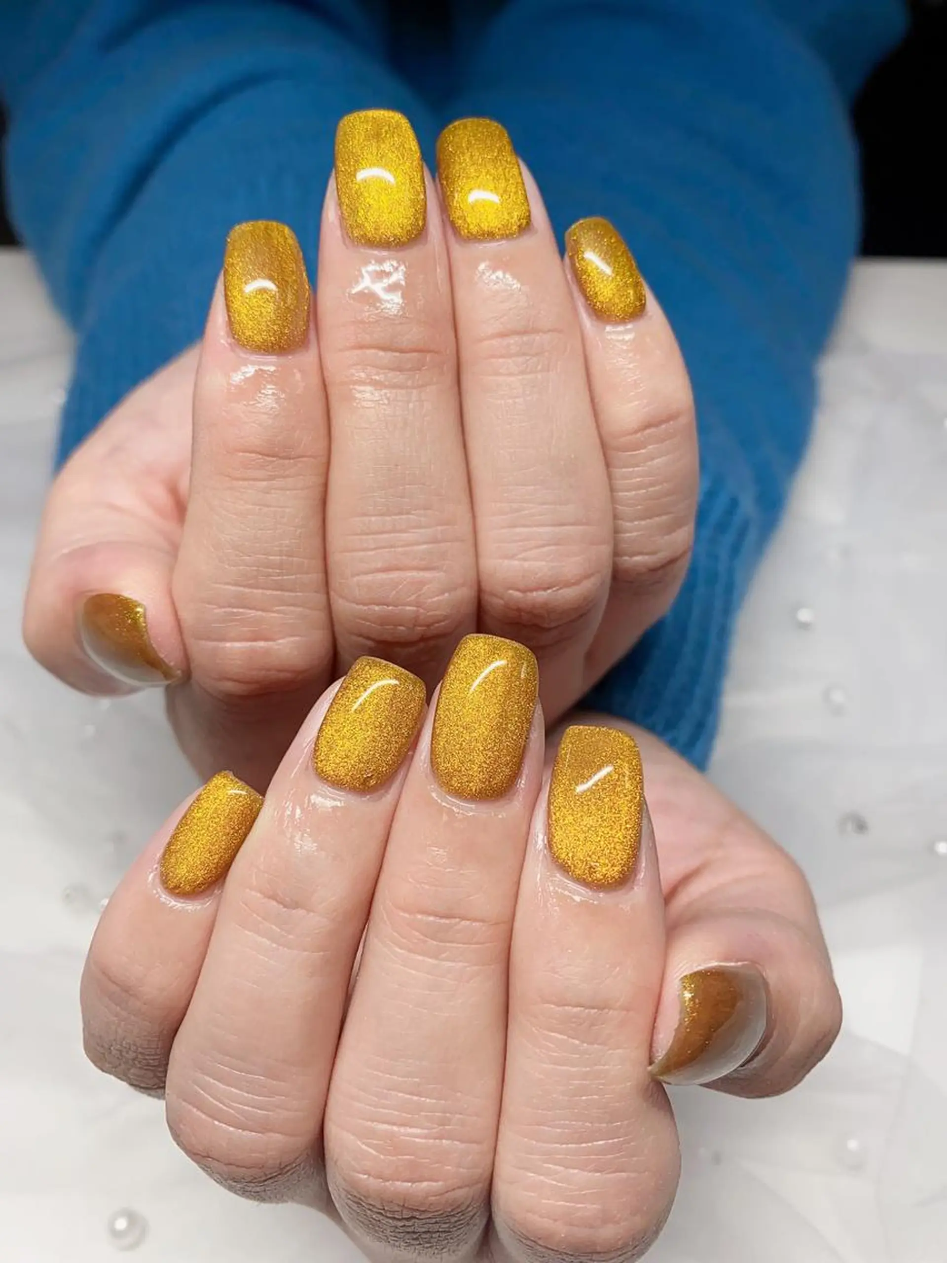 ネイル ゴールド マグネットネイル ハンドネイル Jasmine nailsalon所属・ジャスミン ネイルサロンのネイルデザイン