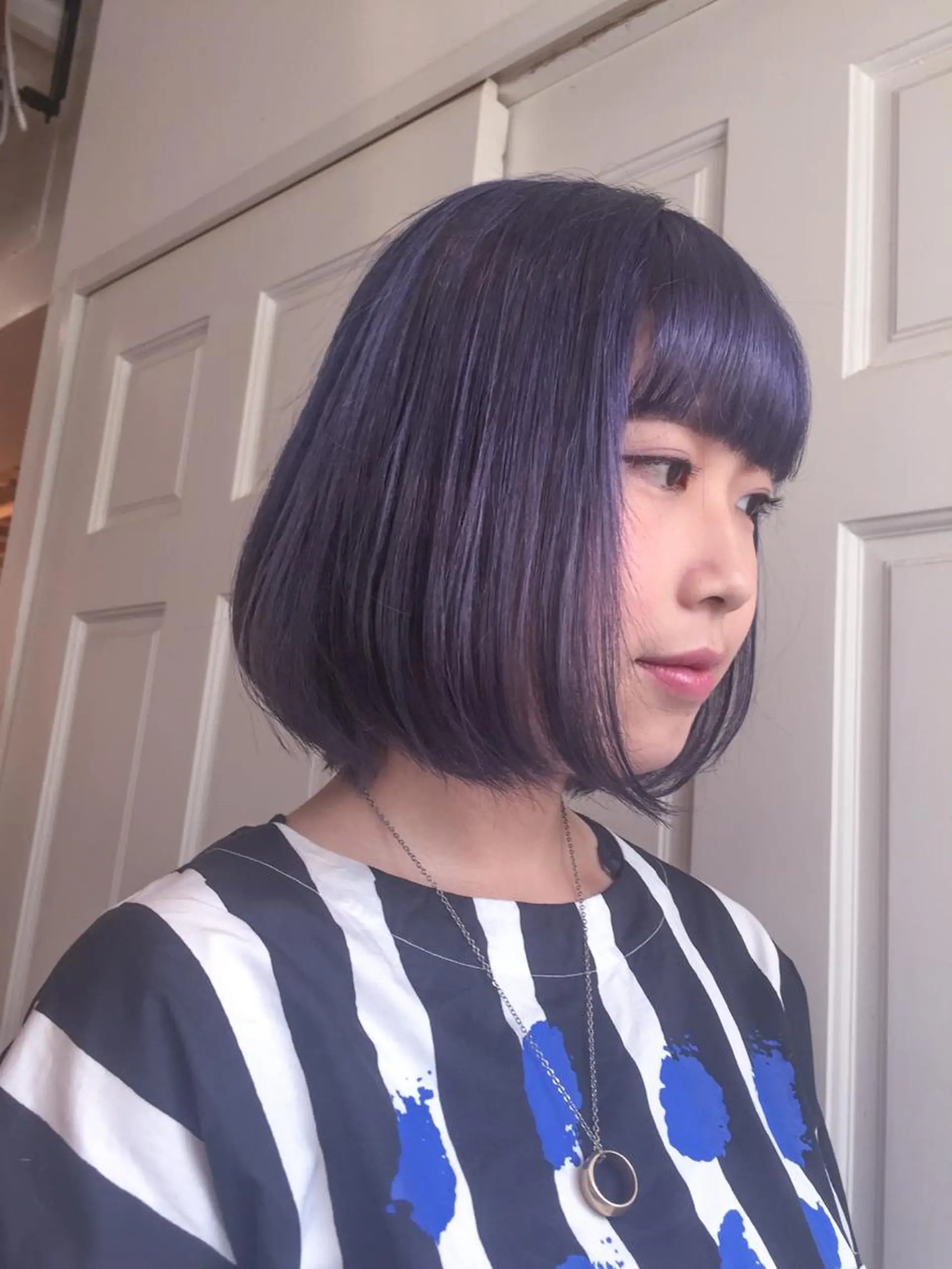 ミディアム カラー ブルーカラー ブルーラベンダー ラベンダーカラー ホワイト&レイヤーカ ットエクステ長畠俊輔のヘアスタイル