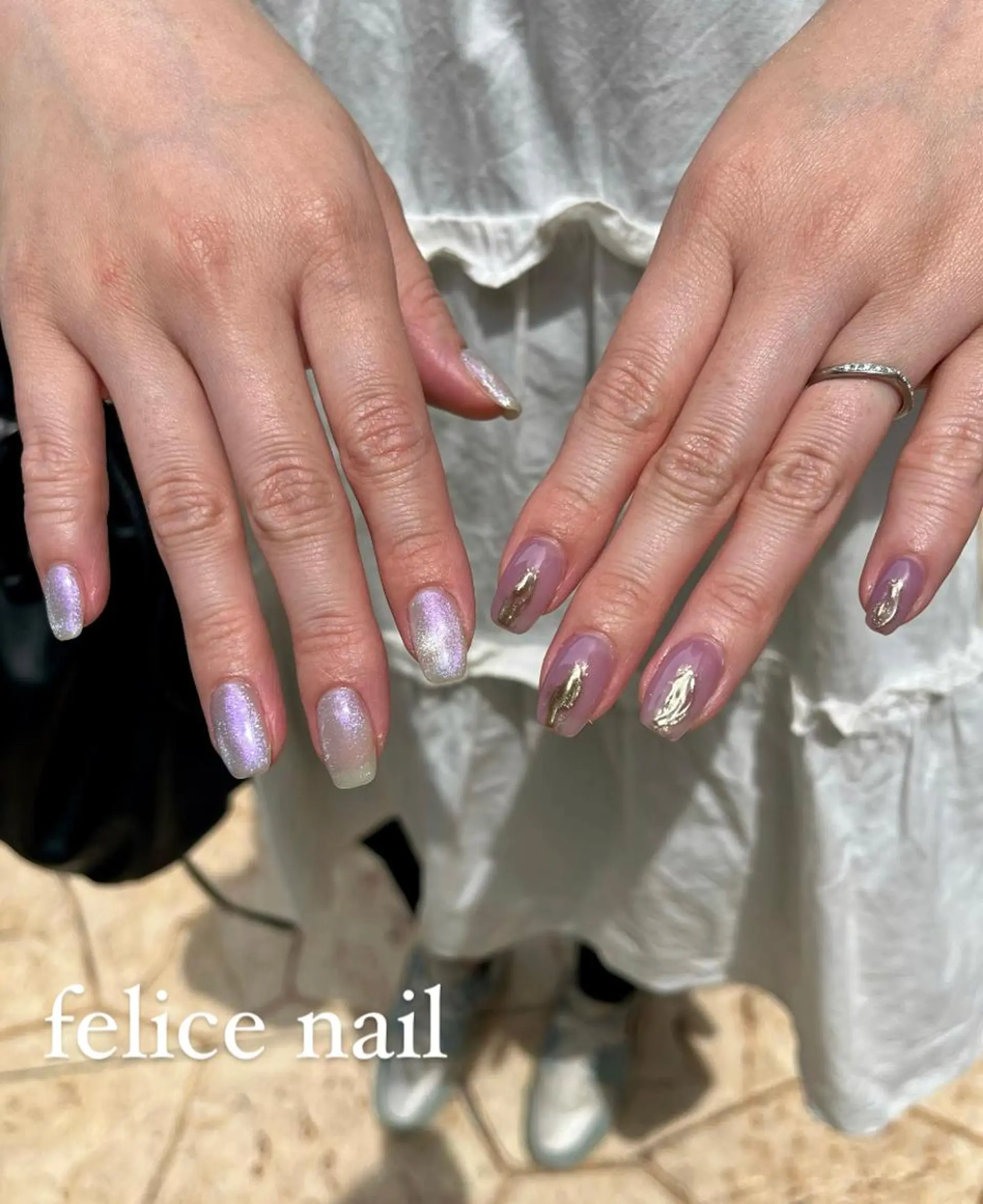 ネイル マグネットネイル ニュアンスネイル 夏ネイル felice nailのネイルデザイン
