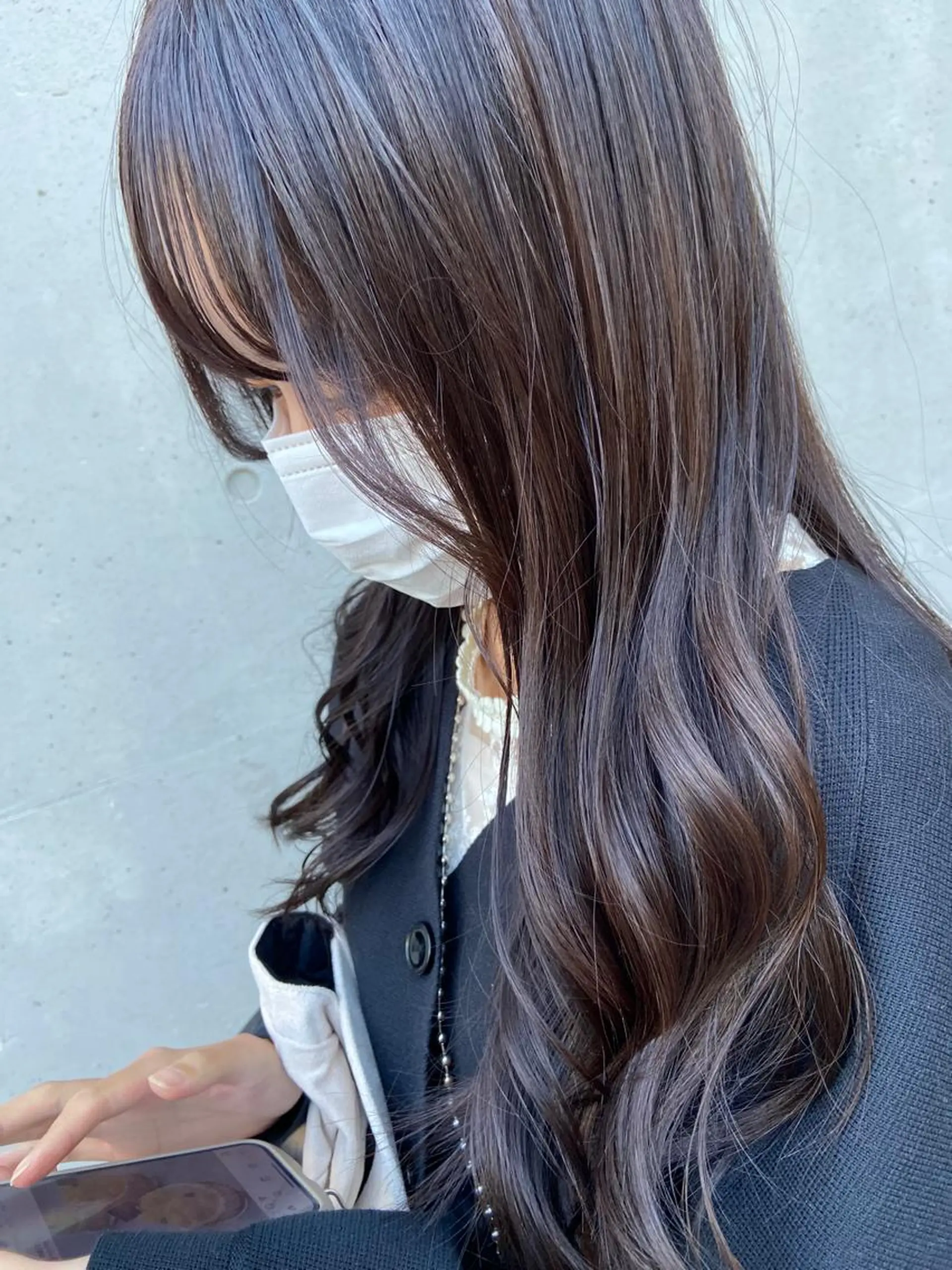 ロング カラー 透明感カラー グレージュ パープルカラー カット ヘアカラー ALLEN hair九条店所属・西田 莉緒のヘアスタイル