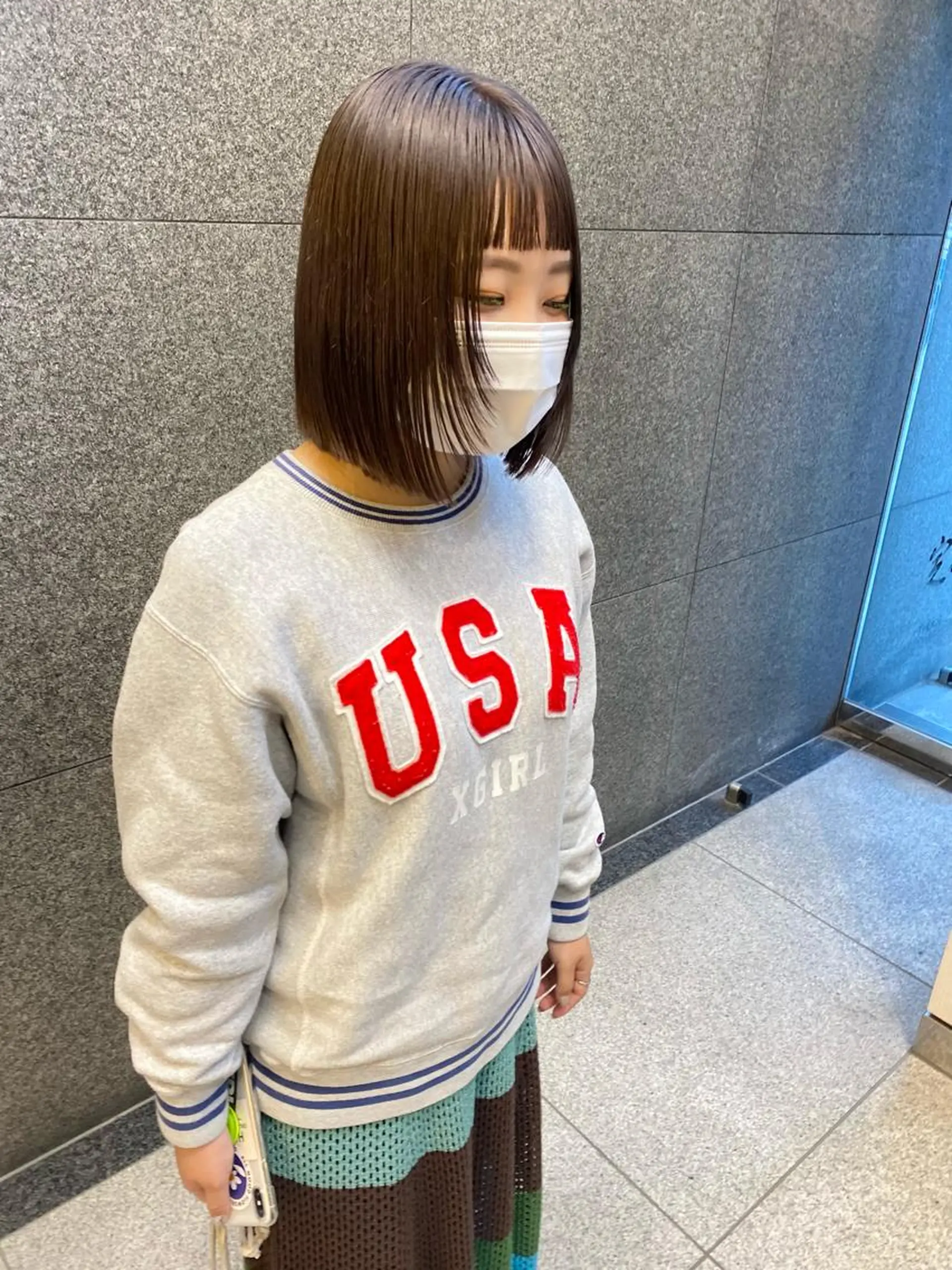 ミディアム 髪と音処　マトぺ所属・デザインカラー/ボブ ブリーチカラー/ユリのヘアスタイル