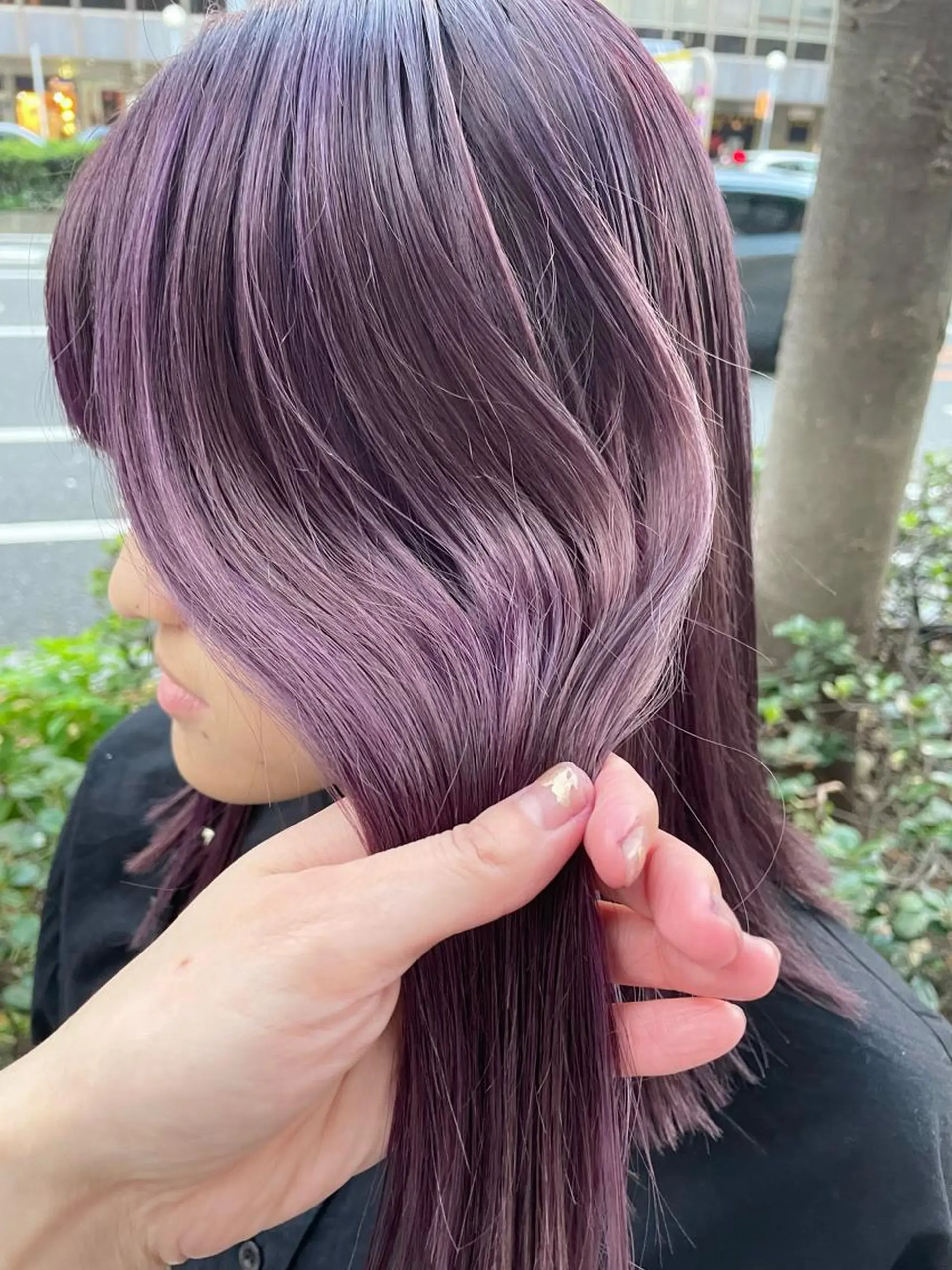ミディアム カラー パーマ ヘアアレンジ メンズ キッズ ネイル マツエク・マツパ アイブロウ グレージュ ラベンダーカラー ラベンダーグレージュ ラベンダーグレー カット ヘアカラー トリートメント tatsumi/ボブ ウルフ/レイヤーのヘアスタイル
