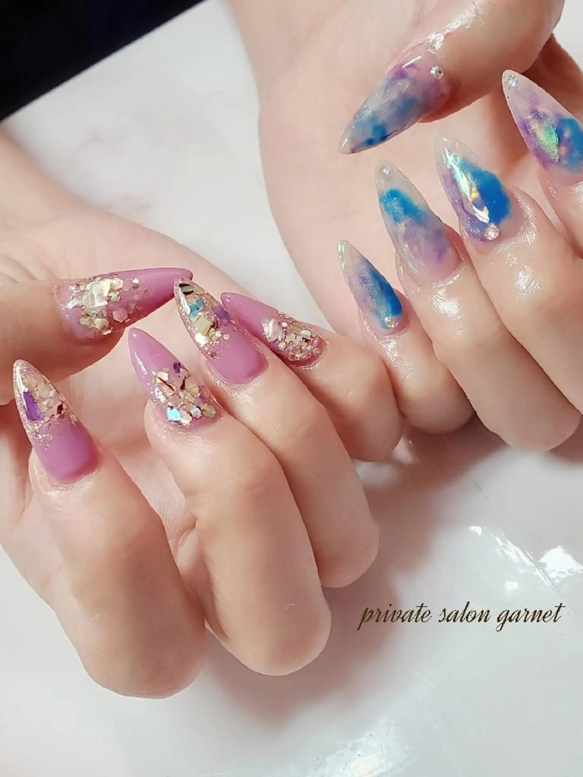 ネイル ロング ハンドネイル Garnet nailのネイルデザイン