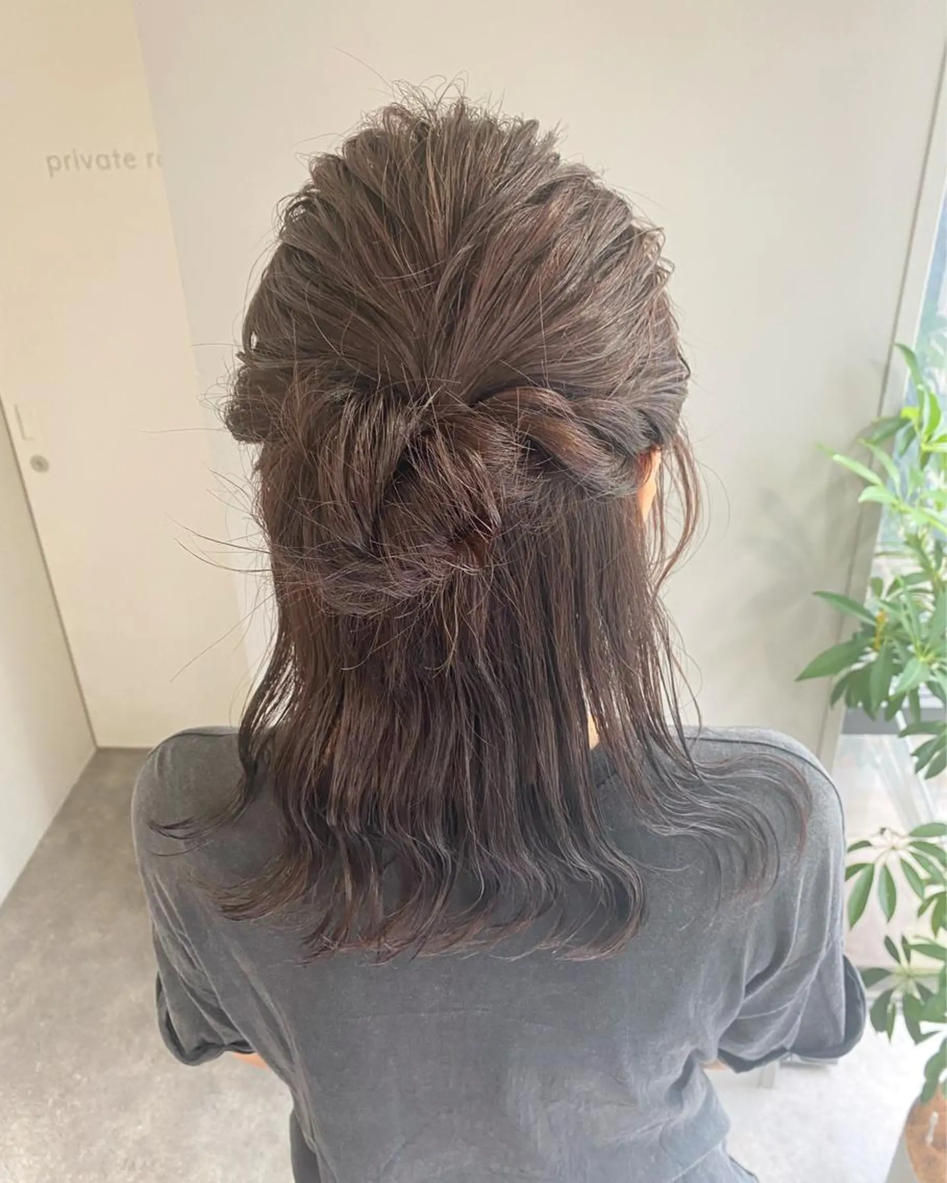 ミディアム ヘアアレンジ ハーフアップ 結婚式・ブライダル ヘアセット ボブ /ニュアンス/ satomi🧸💖のヘアスタイル