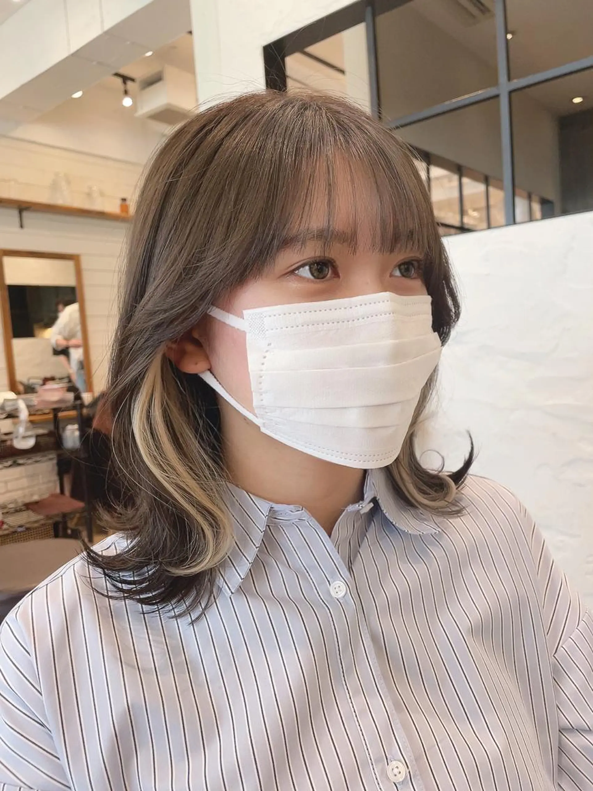 ミディアム くびれヘア カット ヘアカラー トリートメント ヘッドスパ ヘアセット Hair Salon BOTTOMS所属・✨透明感ケアカラー✨ 長野ゆきなのヘアスタイル