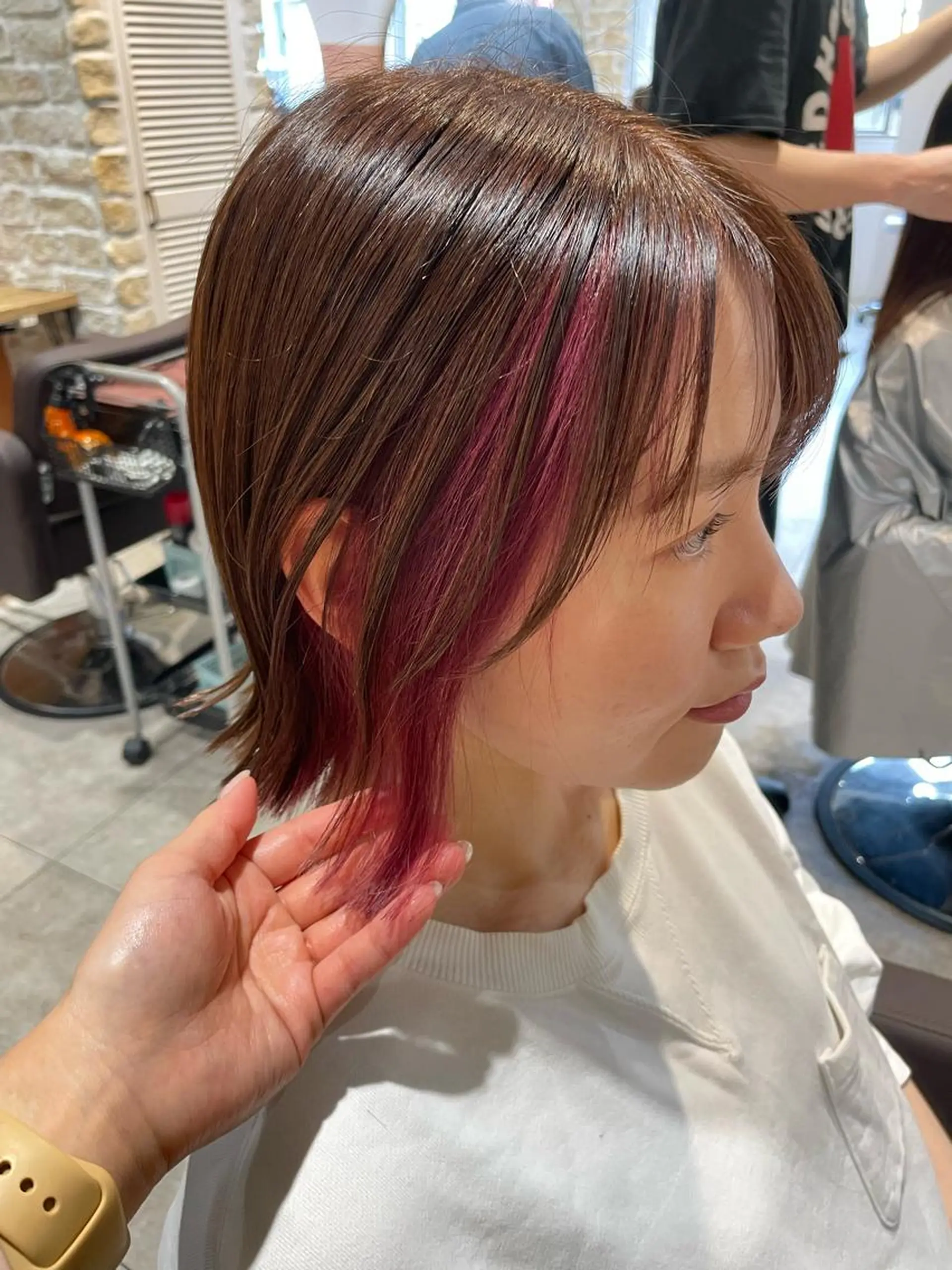 ミディアム カラー カシス ピンクカラー ボブ ヘアカラー トリートメント 💐パーソナルカラー /市橋加菜💐のヘアスタイル