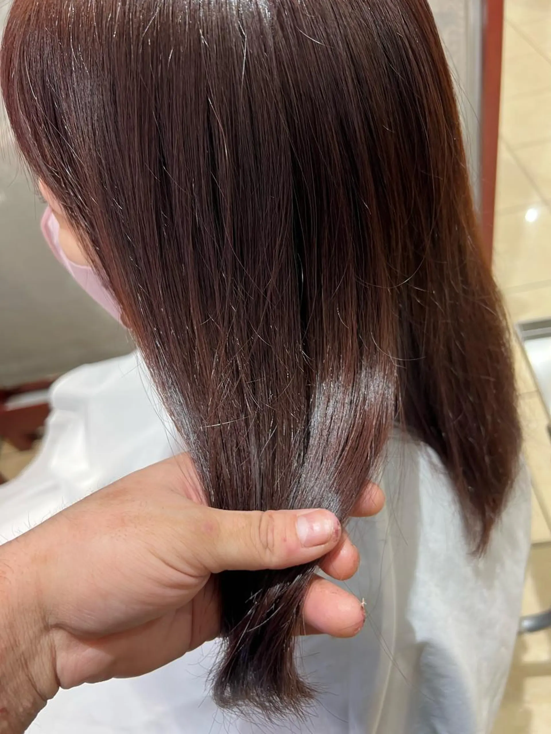 セミロング ピンクブラウン ヘアカラー 坂本 優輝のヘアスタイル