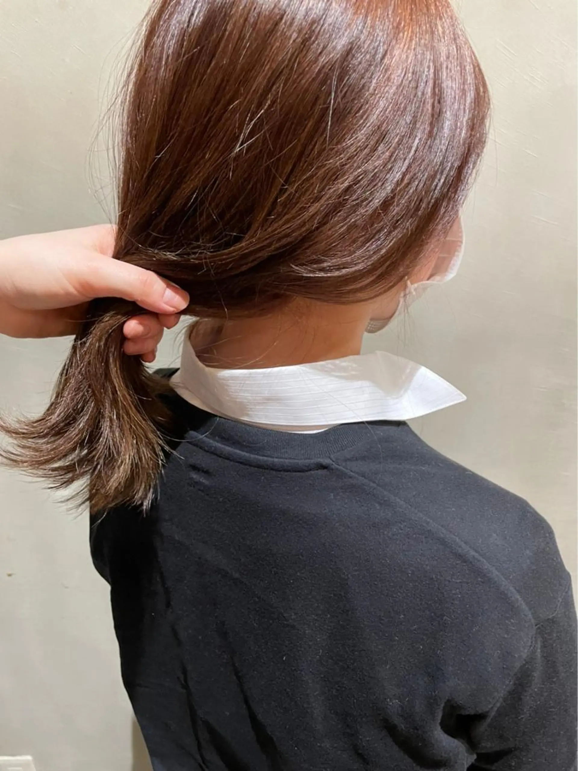 セミロング カラー ヘアアレンジ アッシュ ミストバング ベージュカラー 黒髪 ブリーチ maoブリーチ無し 似合わせカラーのヘアスタイル