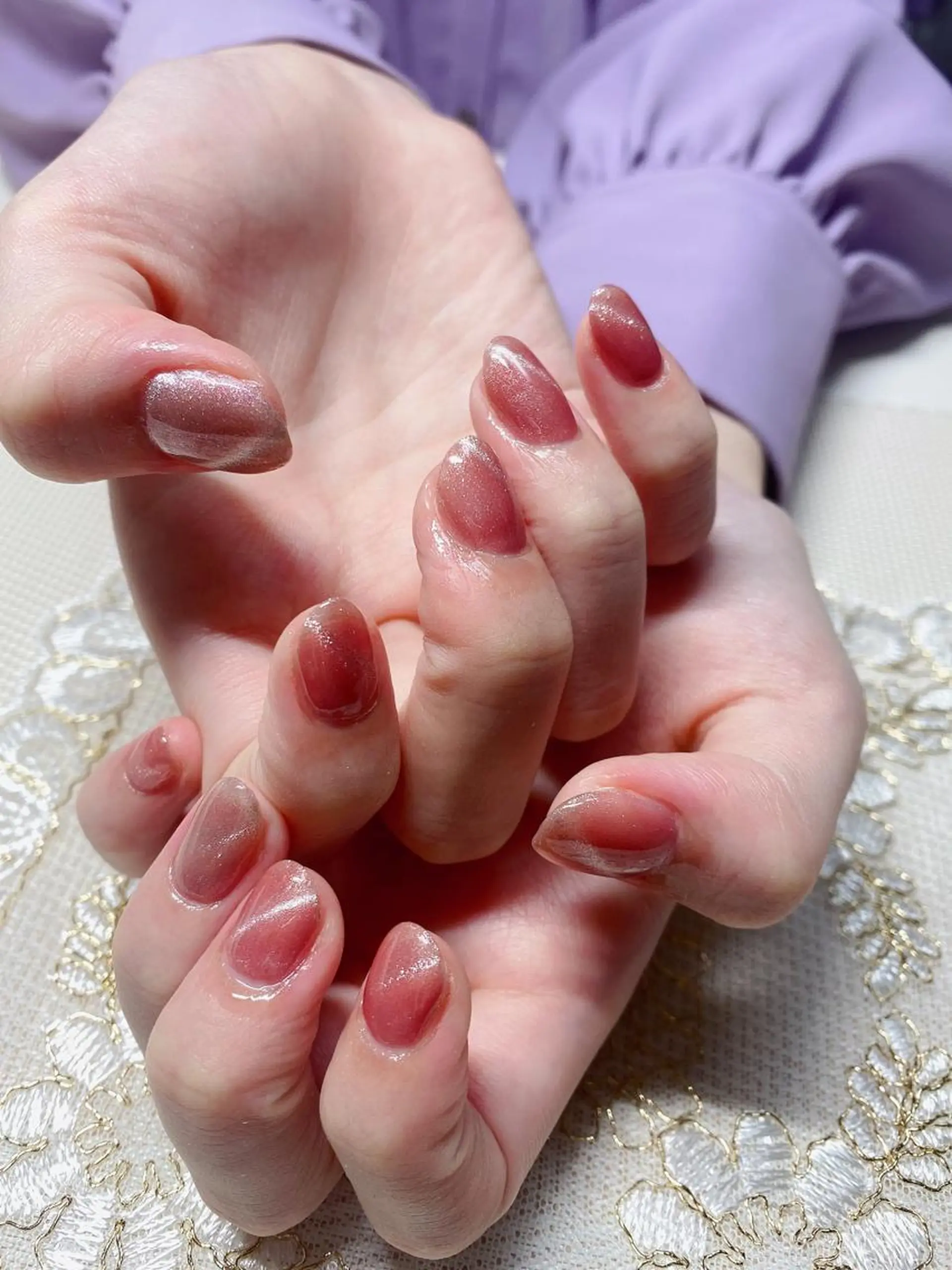 ネイル マグネットネイル ピンク Jasmine nailsalon所属・ジャスミン ネイルサロンのネイルデザイン