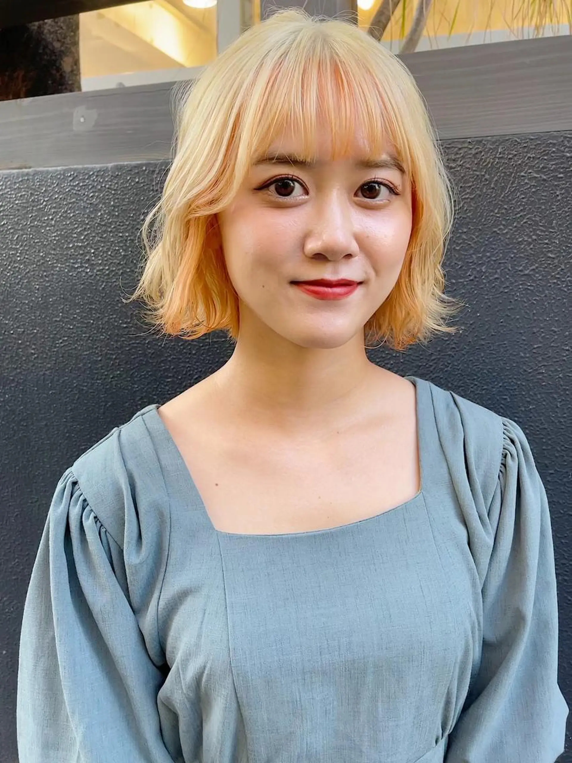 ミディアム カラー パーマ ショートボブ ミディアムパーマ アディクシーカラー ブリーチ ケアブリーチ カット CEINE OURのヘアスタイル