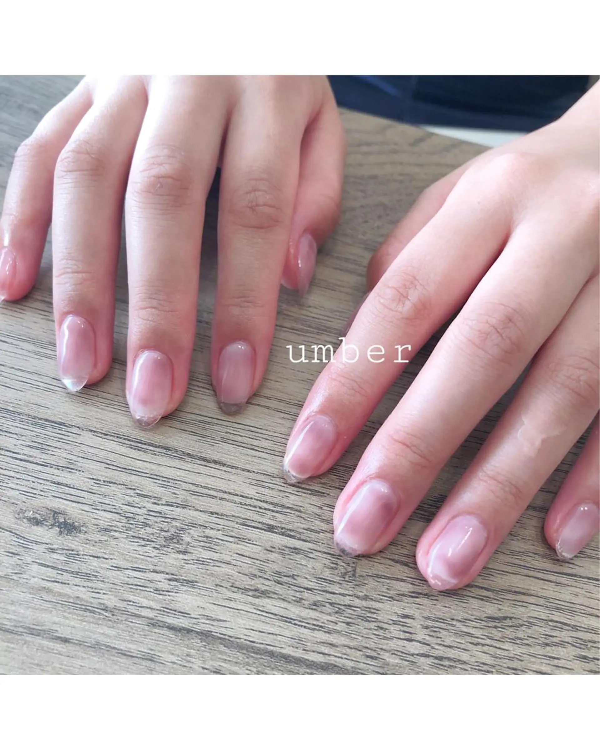 ネイル アートネイル クリアネイル フットネイル フレンチネイル グラデーション umber 三茶1分のネイルデザイン