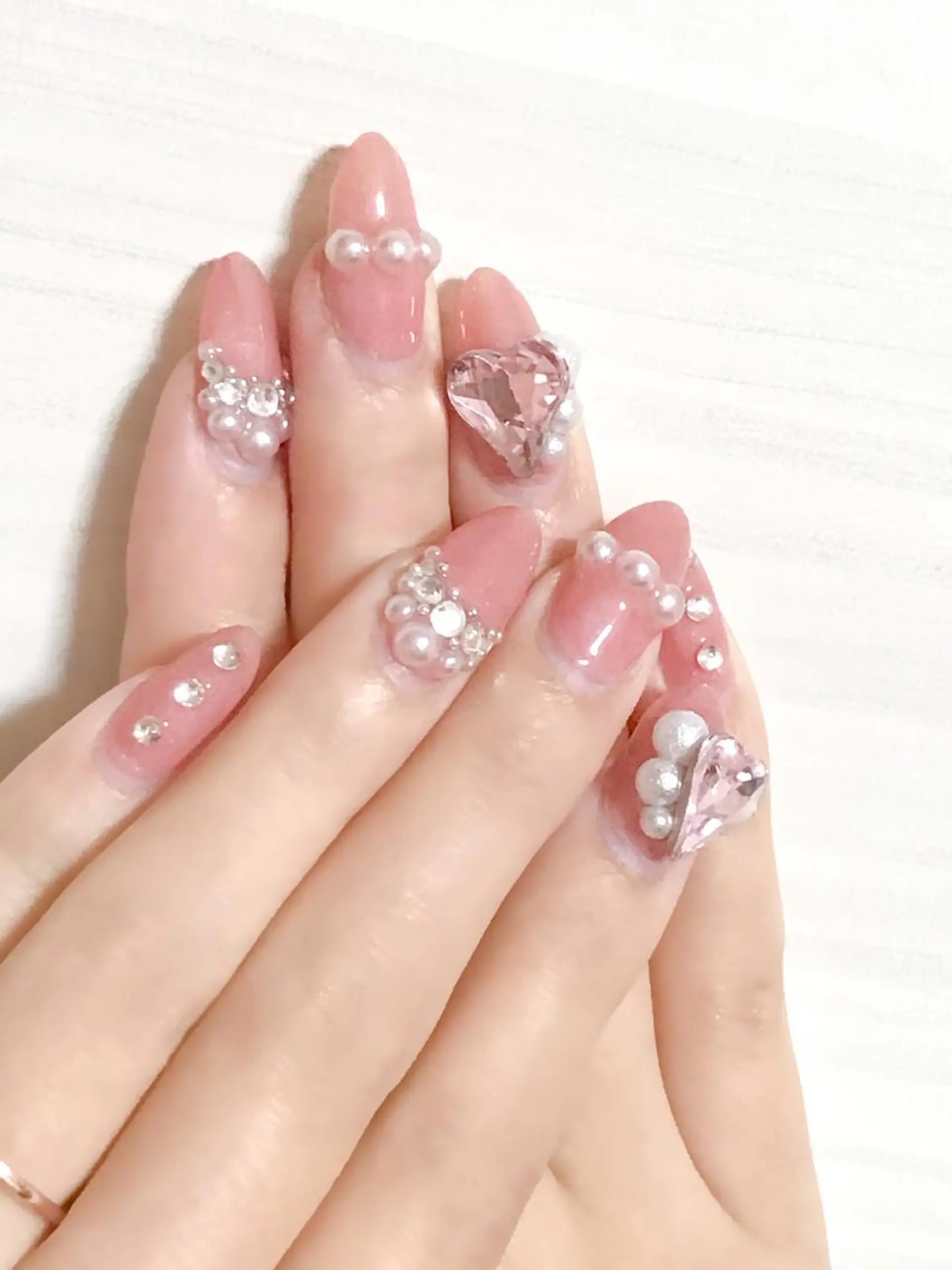 ネイル ジェルネイル ガーリー ハート 春ネイル Nyanco Nailのネイルデザイン