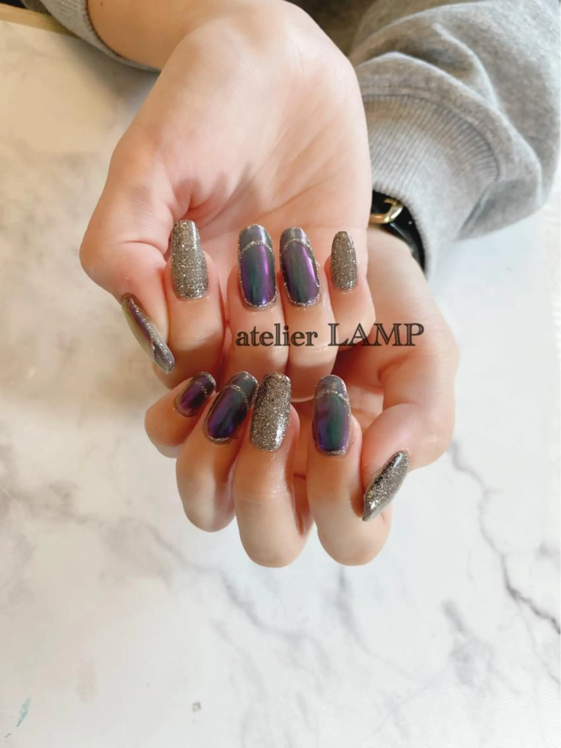 ネイル フラッシュネイル ラメ(グリッター) ミラーネイル NANA no artのネイルデザイン