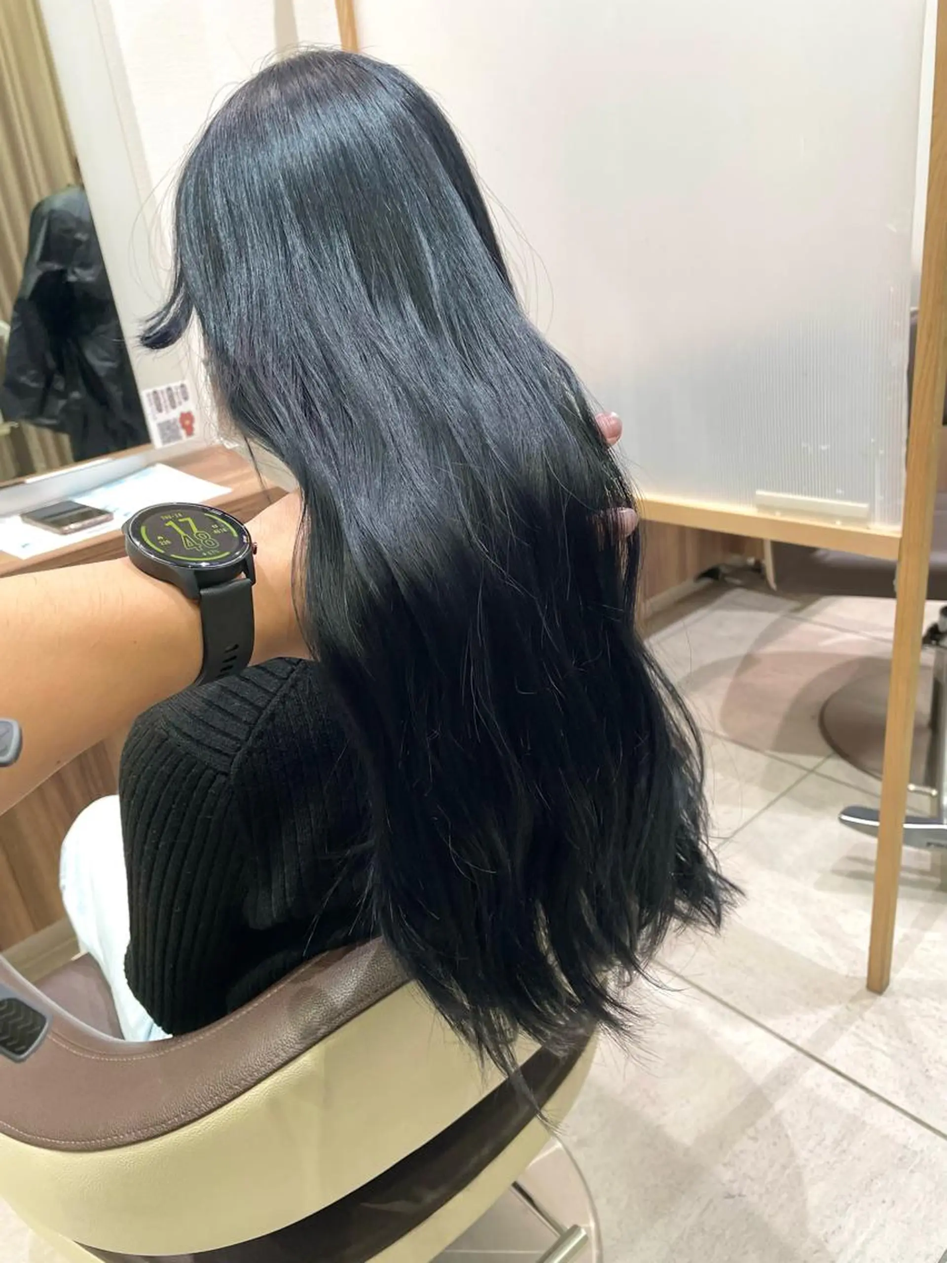 ロング カラー 黒髪 ネイビーカラー ナカタケ ユウのヘアスタイル