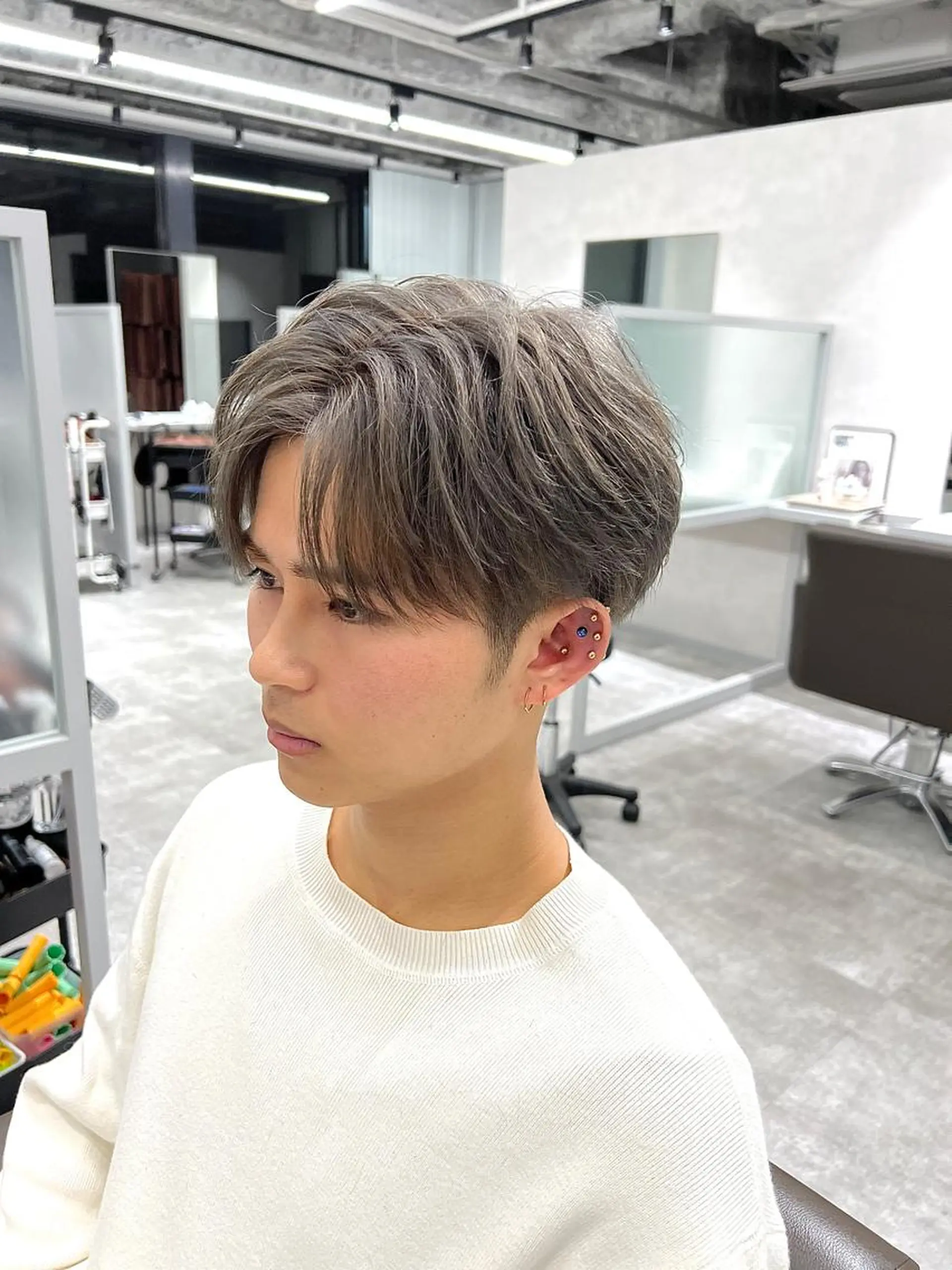 ショート カラー パーマ メンズ kiitos所属・関西センターパート メンズモデル募集のヘアスタイル