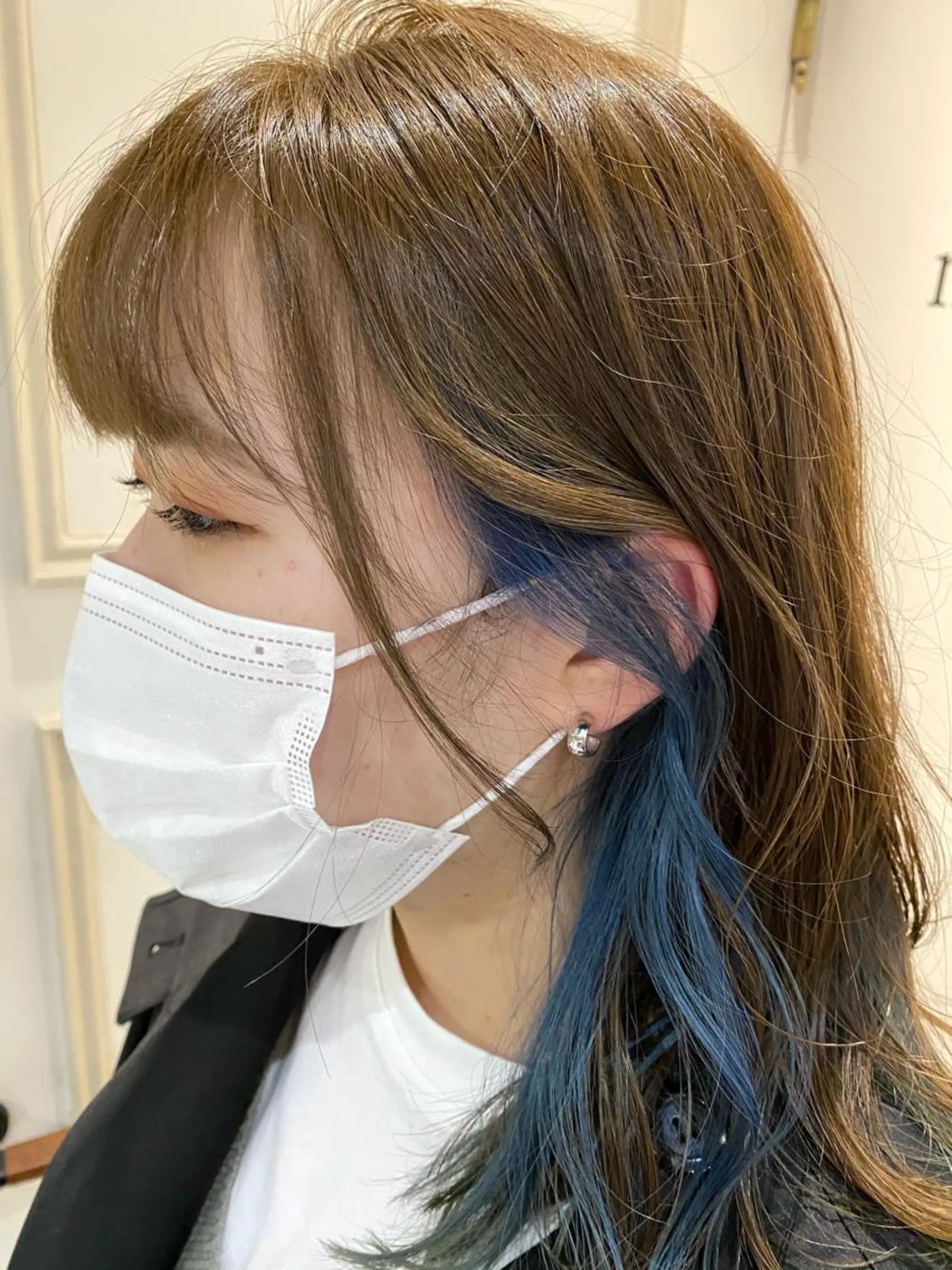 ミディアム カラー アクアカラー ブルーカラー ヘアカラー 川越 輝梨奈のヘアスタイル