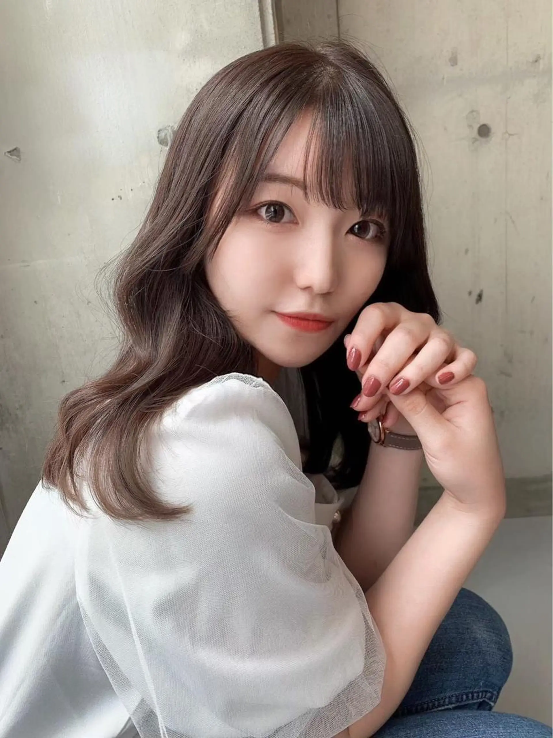 セミロング カラー ヘアカラー トリートメント レイヤーカット/ 顔周り 五島巨幹のヘアスタイル