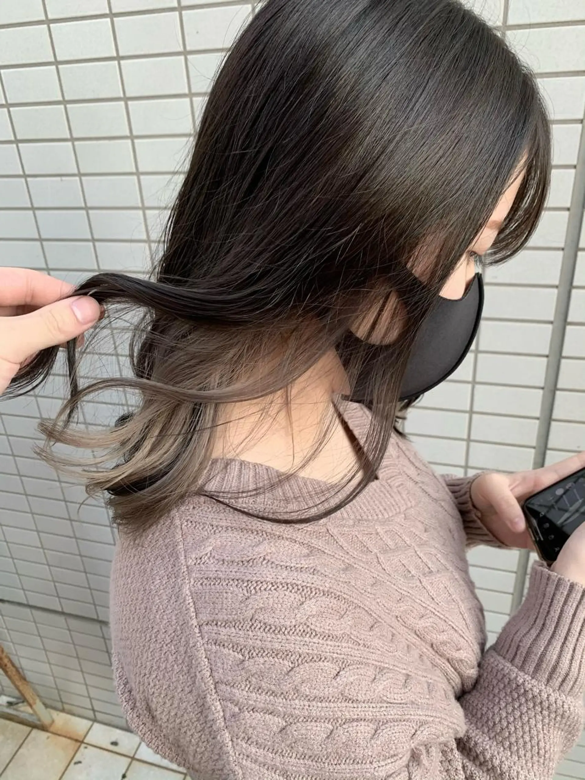 ミディアム カラー ベージュカラー インナーカラー mimiiy梅田 中崎町ハイトーンのヘアスタイル