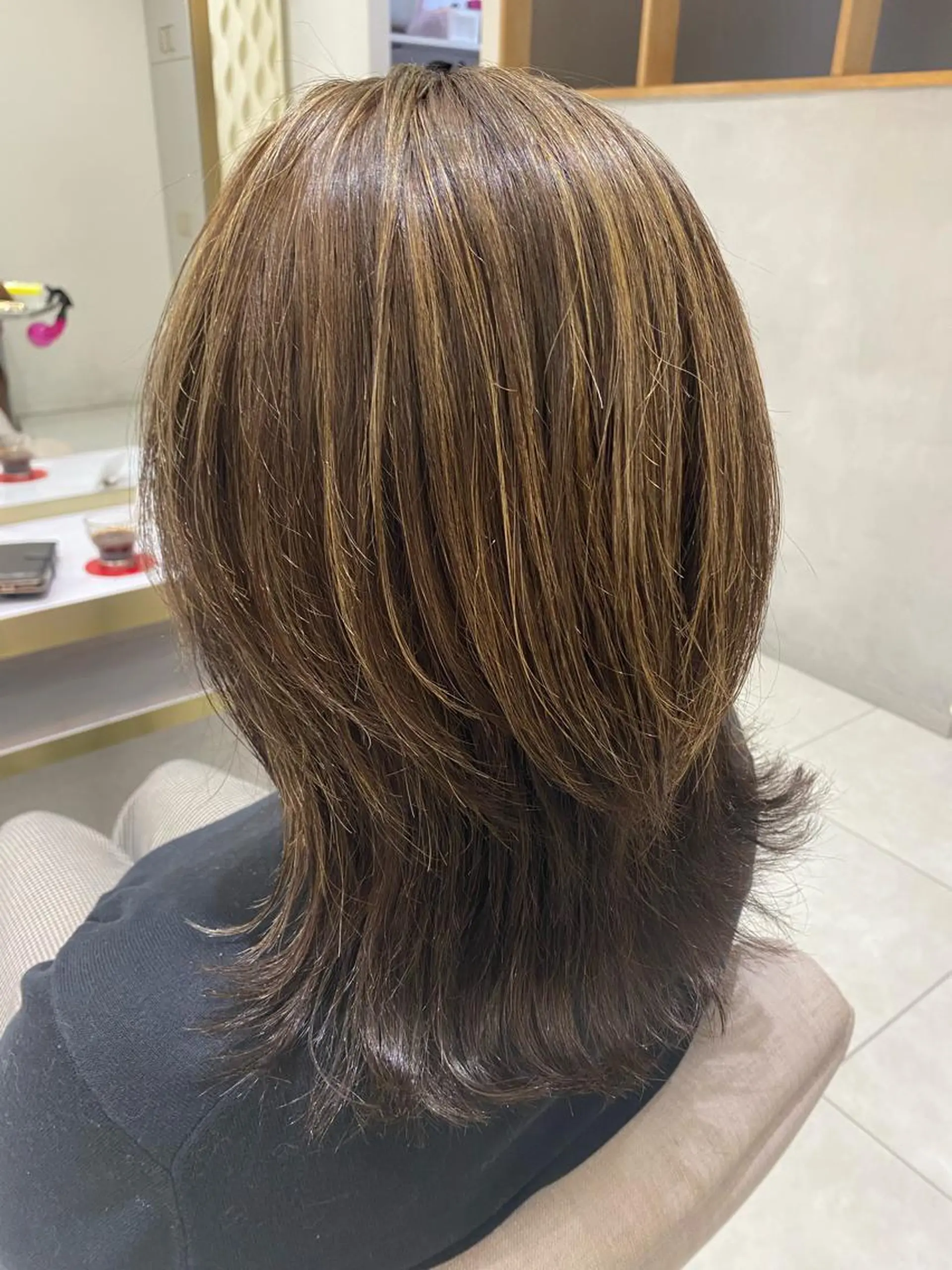 ミディアム カラー ブロンド ハイライトカラー ハイライト 渡辺　亮/ 白髪ぼかし/髪質改善のヘアスタイル