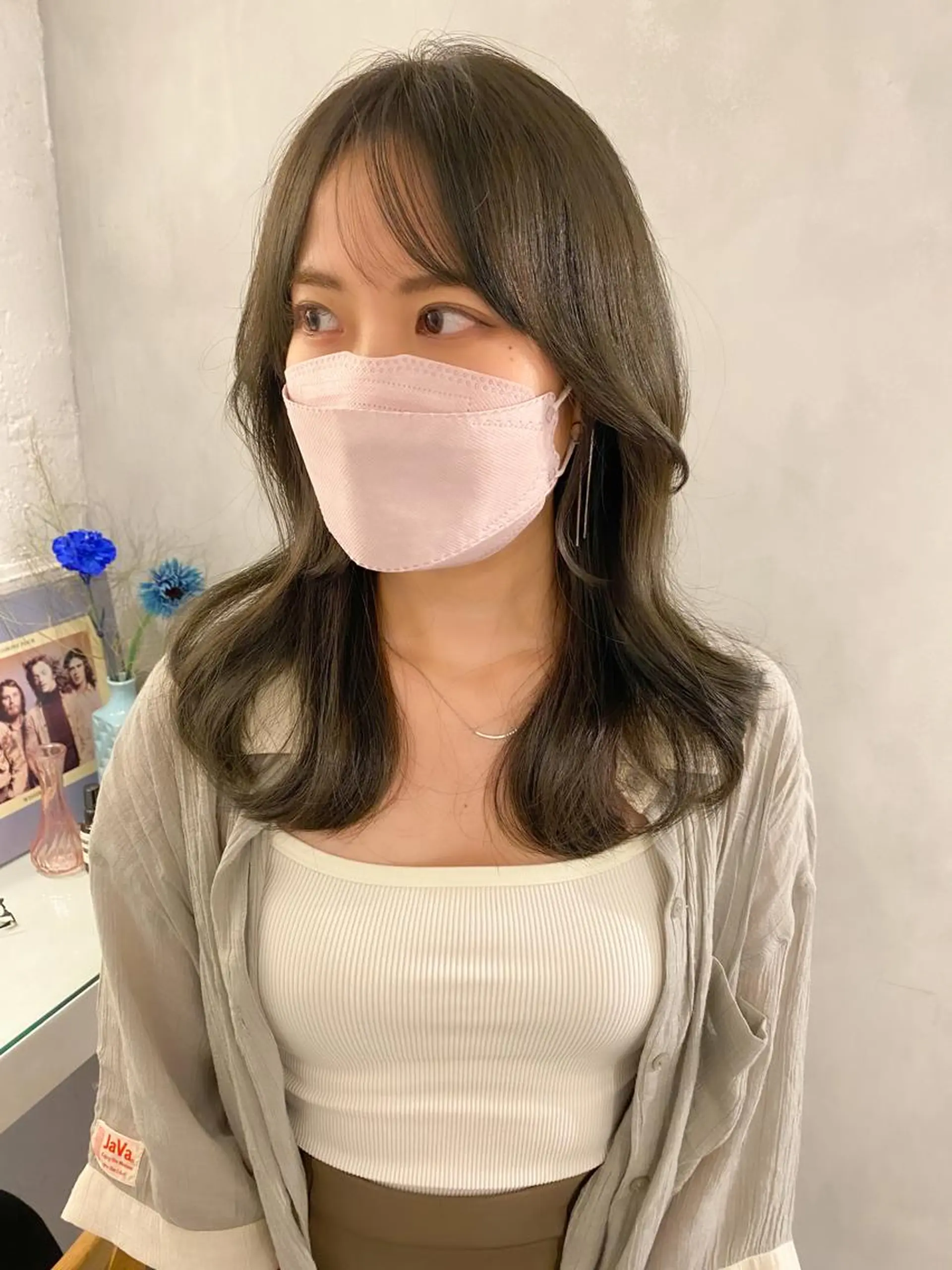 ミディアム パーマ ミディアムパーマ くびれヘア 韓国風ヘア レイヤーカットのプロ 大人ヘア宮森貴志のヘアスタイル