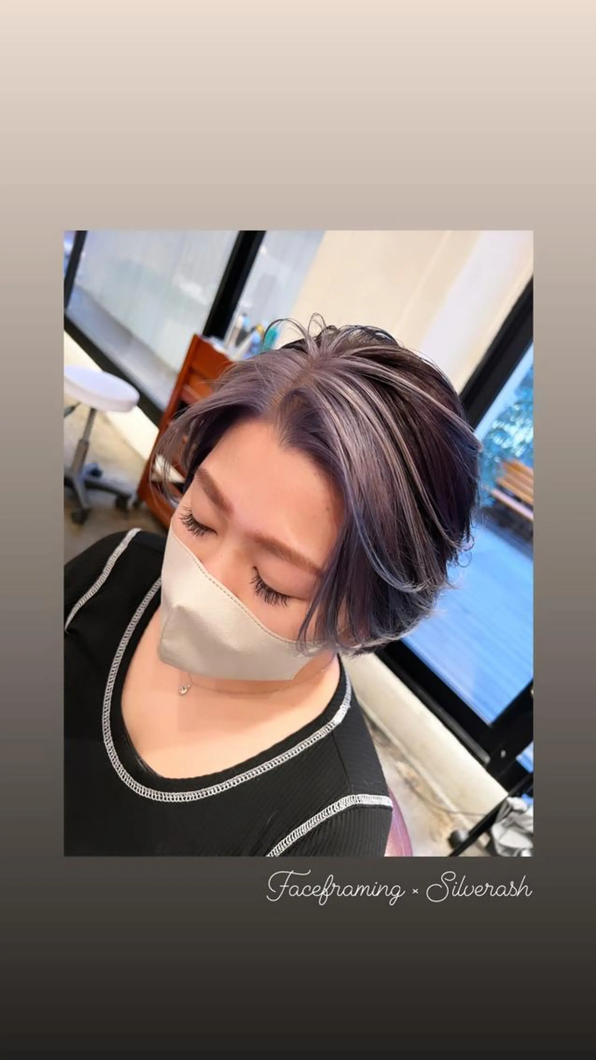 ショート カラー ミストバング  フェイスフレーミング ラベンダーカラー シルバー カット ヘアカラー トリートメント ハイライト/インナー /ブリーチ/レイヤーのヘアスタイル