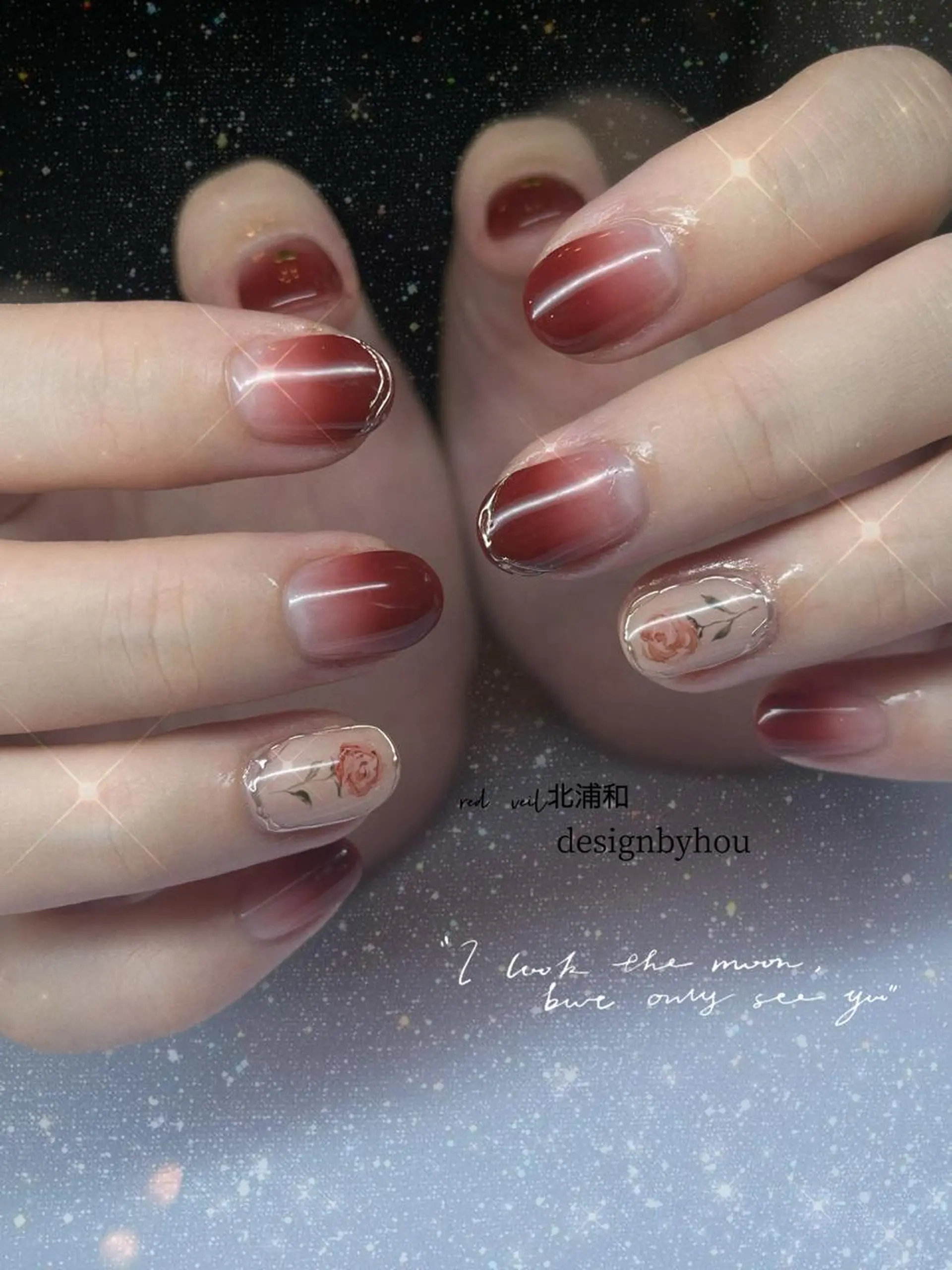 ミディアム ネイル ハンドネイル 長さ出し専門 nynaのネイルデザイン