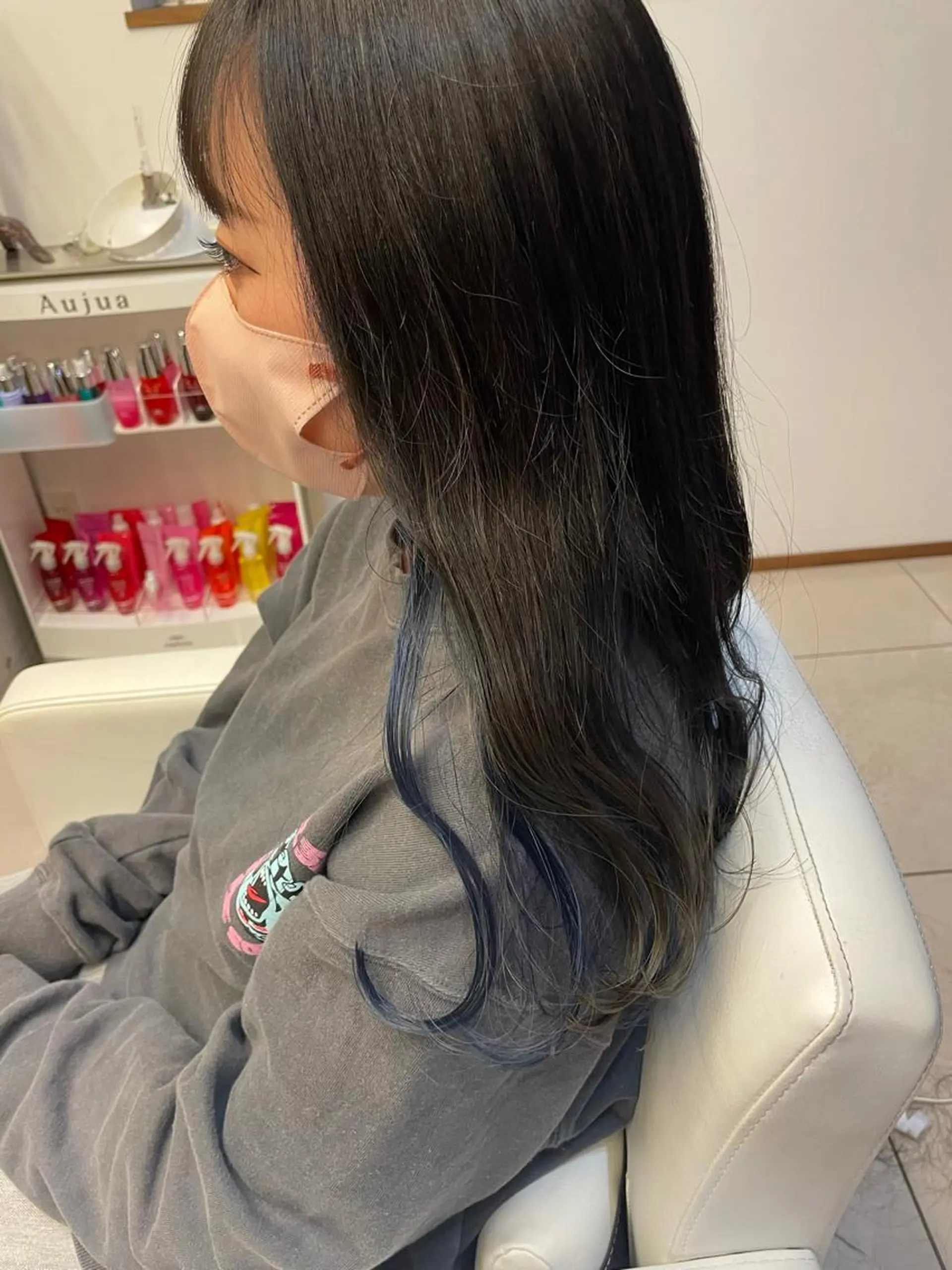 ロング カラー ブルーカラー カット ヘアカラー トリートメント 秋元 菜摘のヘアスタイル