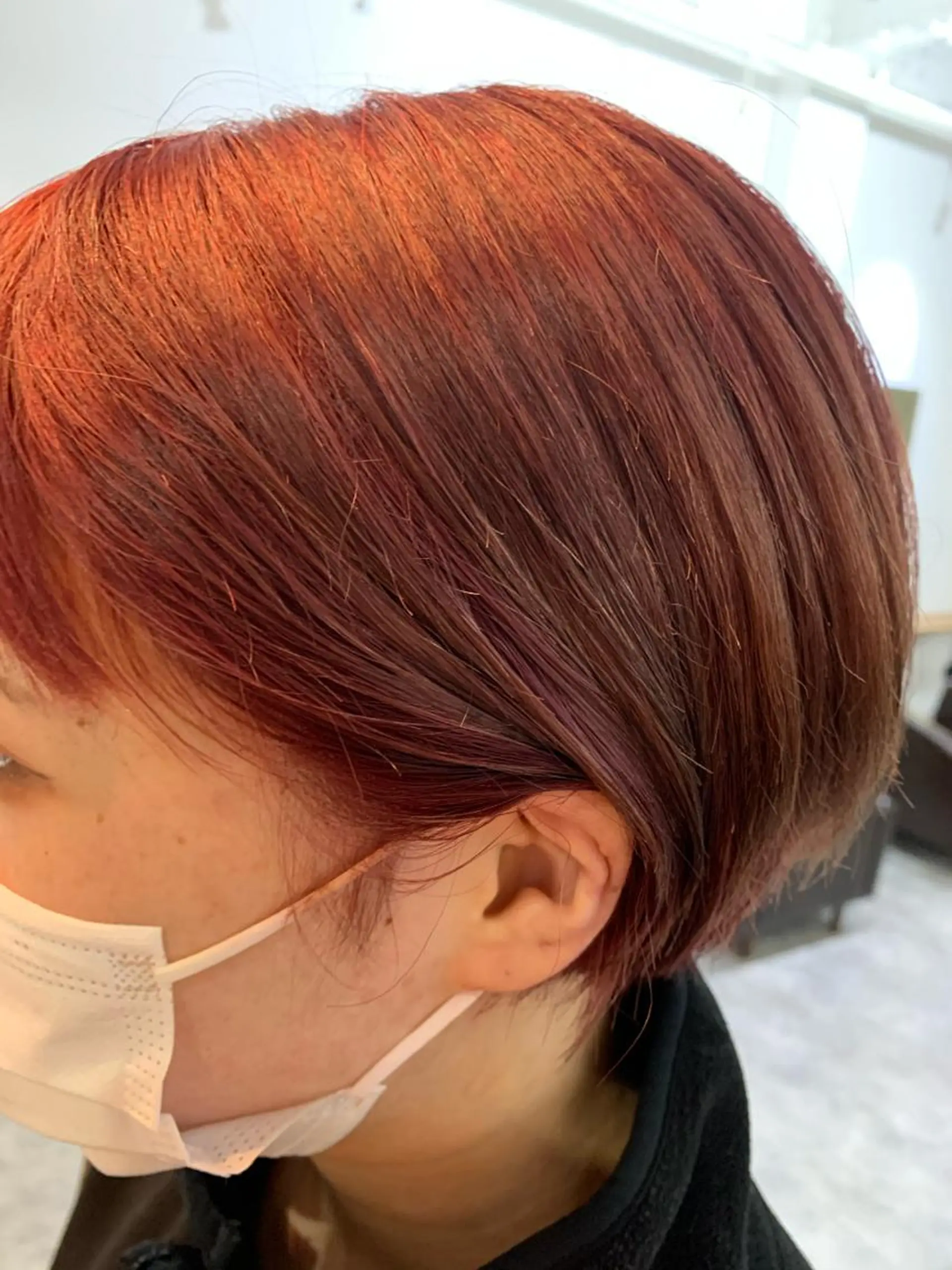 ショート カラー ピンクカラー レッドカラー カット ヘアカラー トリートメント パーマ/透明感カラー /ボブ/吉田一生のヘアスタイル