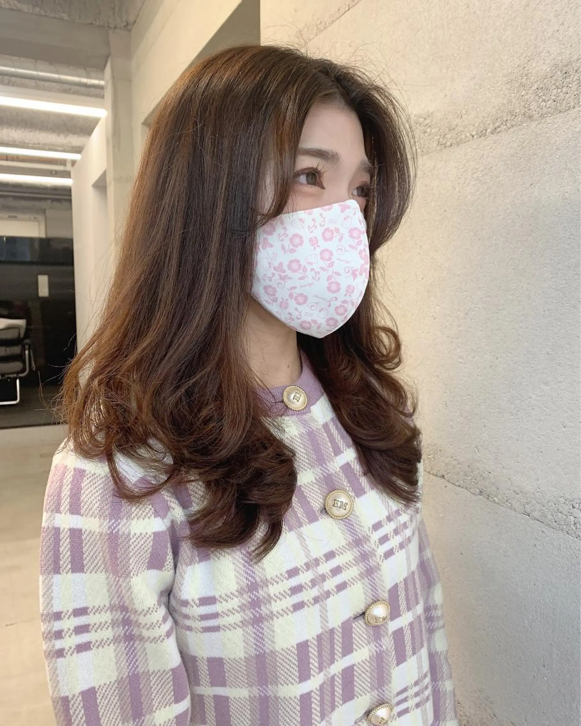 セミロング カラー 透明感/オリーブ/ グレージュ/YUKAのヘアスタイル