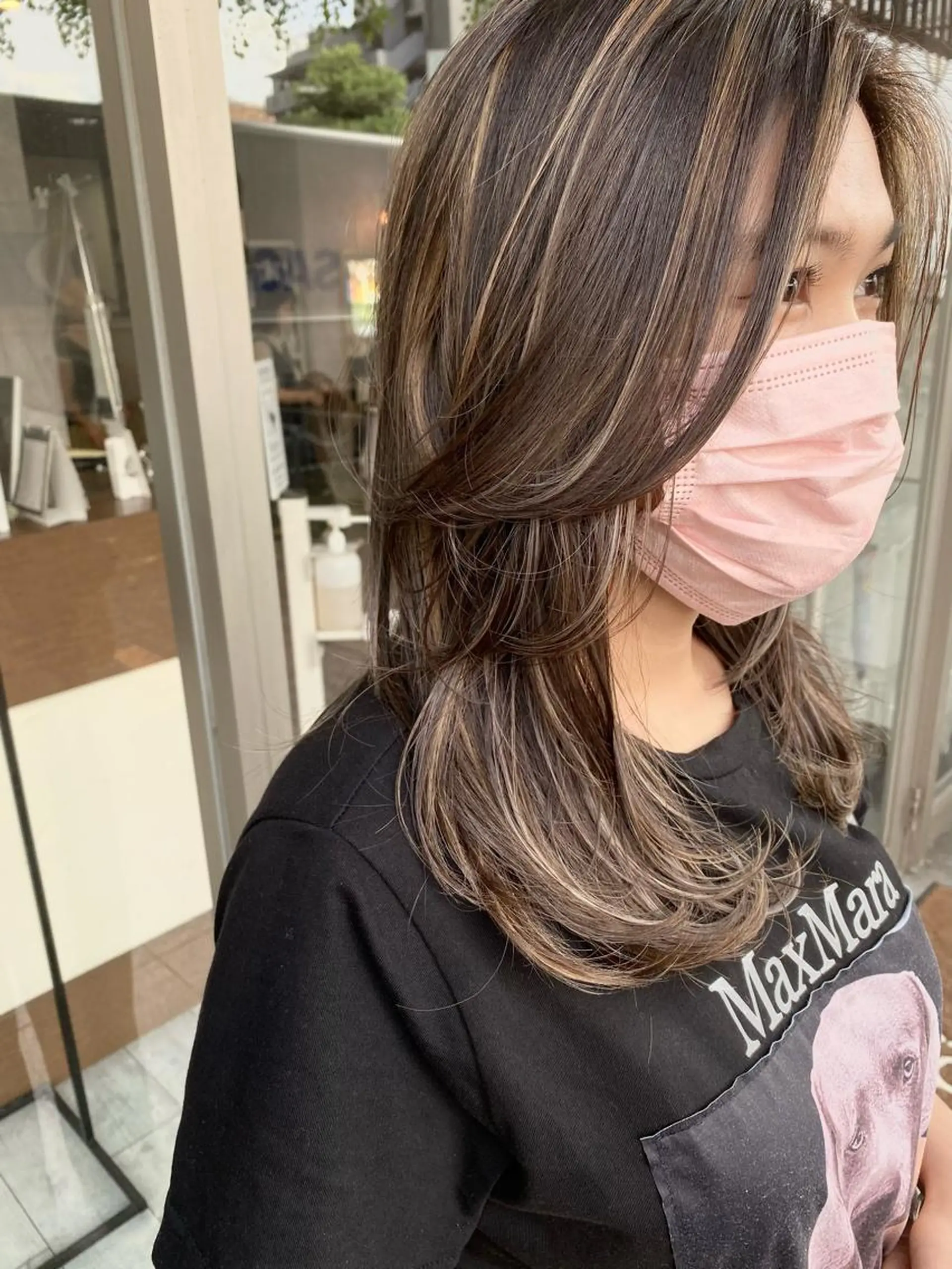 ミディアム カラー ハイライトカラー ハイライト 韓国風ヘア レイヤーカット ヘアカラー トリートメント 日比 貴大/ minim hairのヘアスタイル