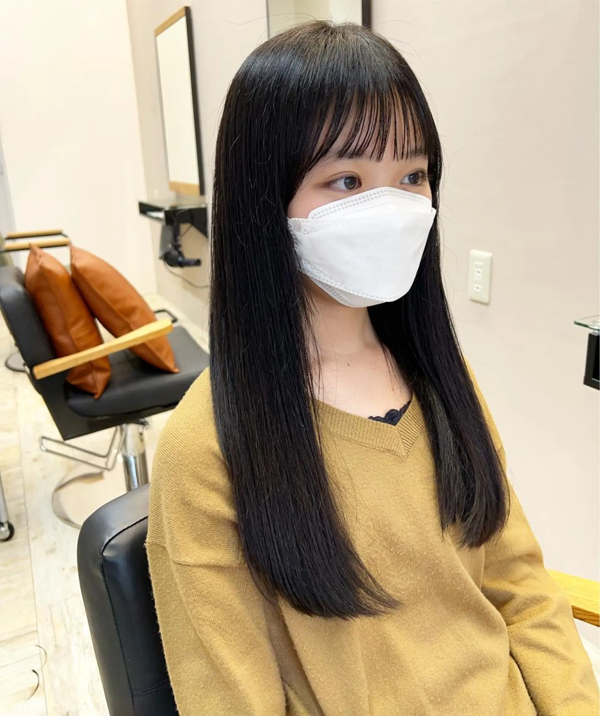 ロング カラー 顔周りカット テトネ タカシのヘアスタイル