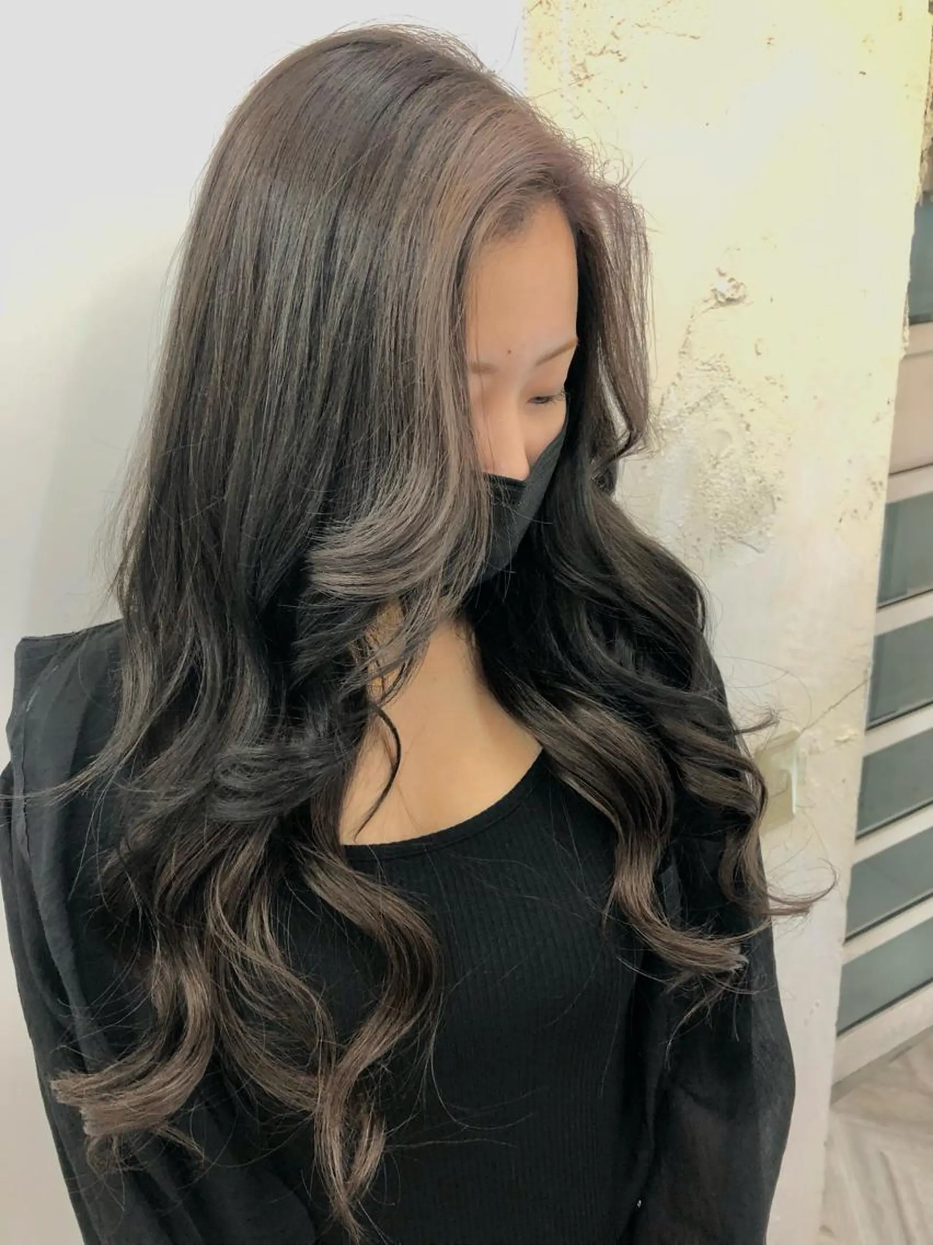 ロング カラー ヘアアレンジ ミストバング ブリーチ  フェイスフレーミング エクステ 顔周りカット alpha. カラーエクステ下妻のヘアスタイル