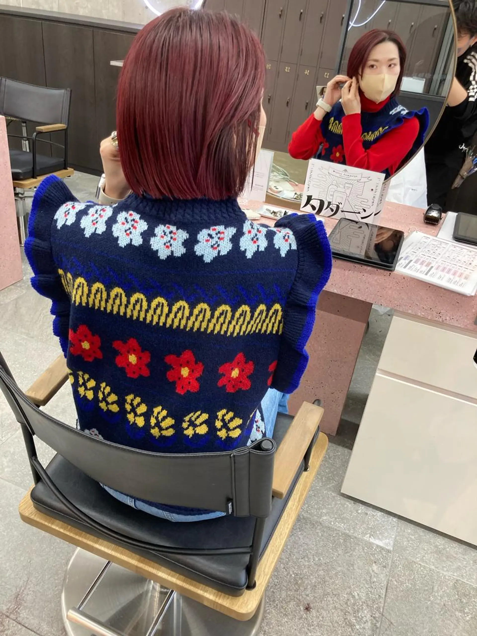 ミディアム カラー カシス ピンクカラー 小木曽智美 /ボブ/ショートのヘアスタイル