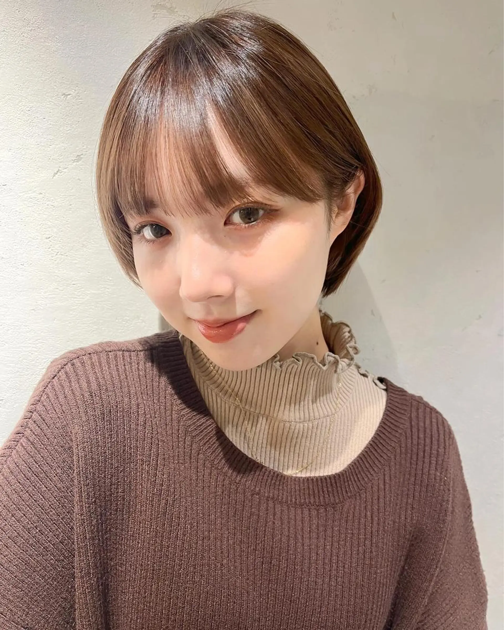 ショート カラー ブラウンカラー 透明感カラー カット 縮毛矯正 透明感カラー│ レイヤーヘア中居美樹のヘアスタイル